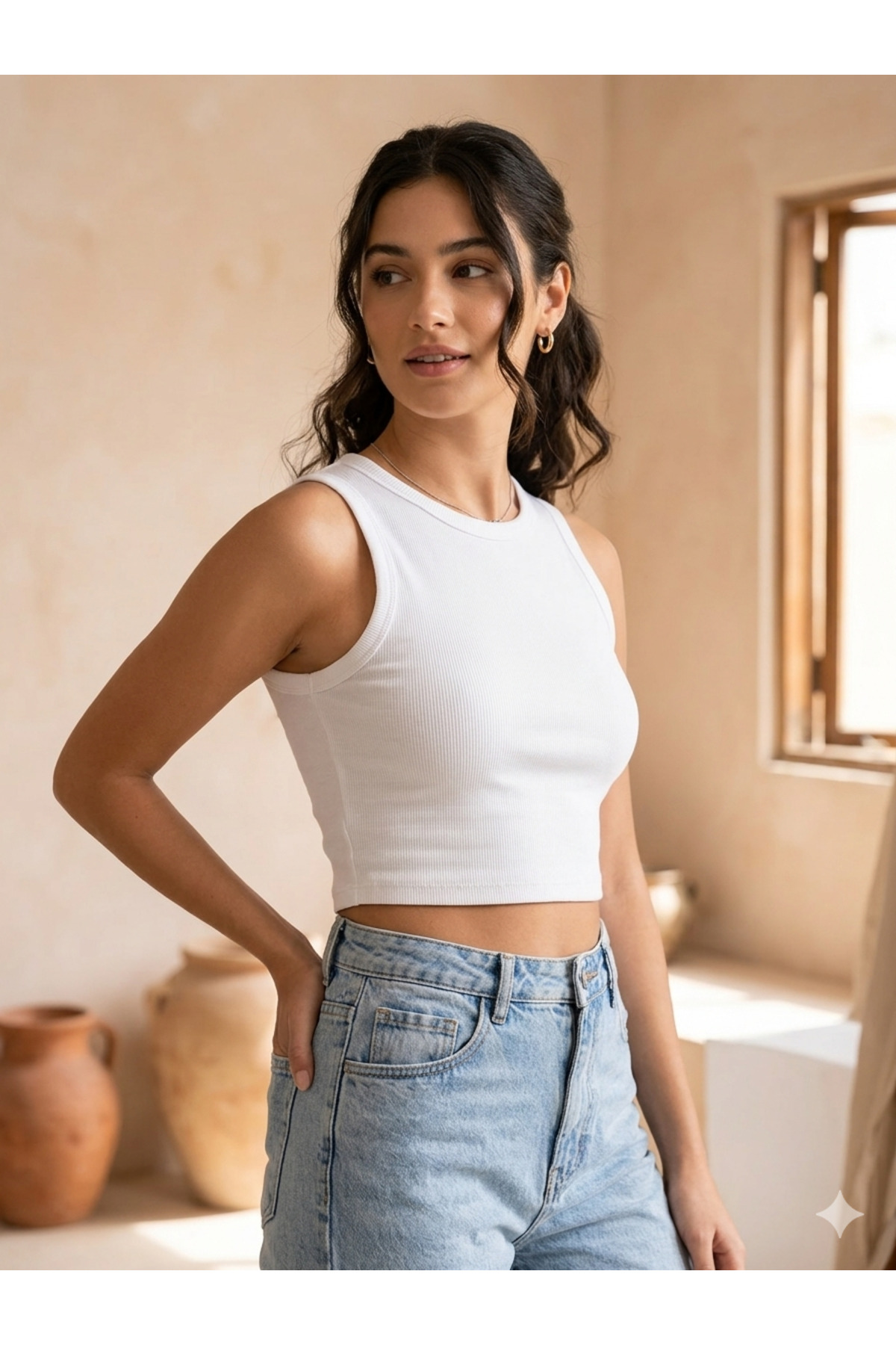 Legend 2'li set Premium Doku Pamuklu Siyah ve Beyaz Halter Yaka Crop görsel 3