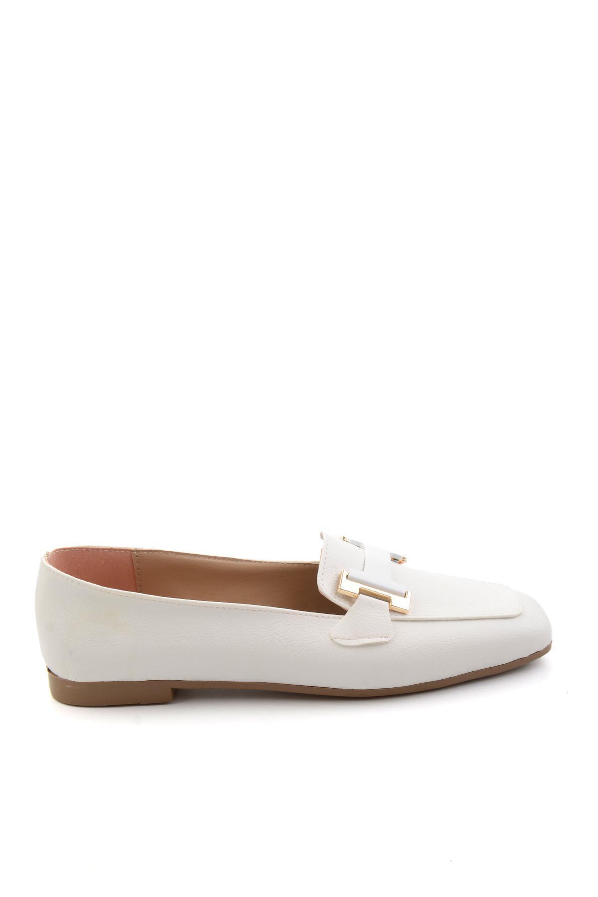Bambi Beyaz Kadın Loafer Ayakkabı K01641022709 görsel 2