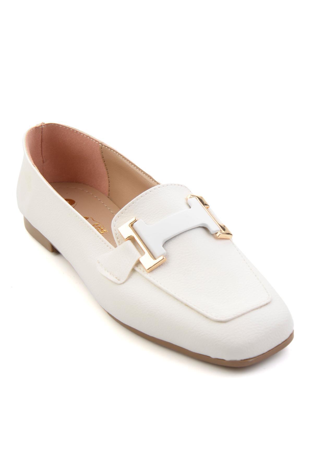 Bambi Beyaz Kadın Loafer Ayakkabı K01641022709 görsel 3