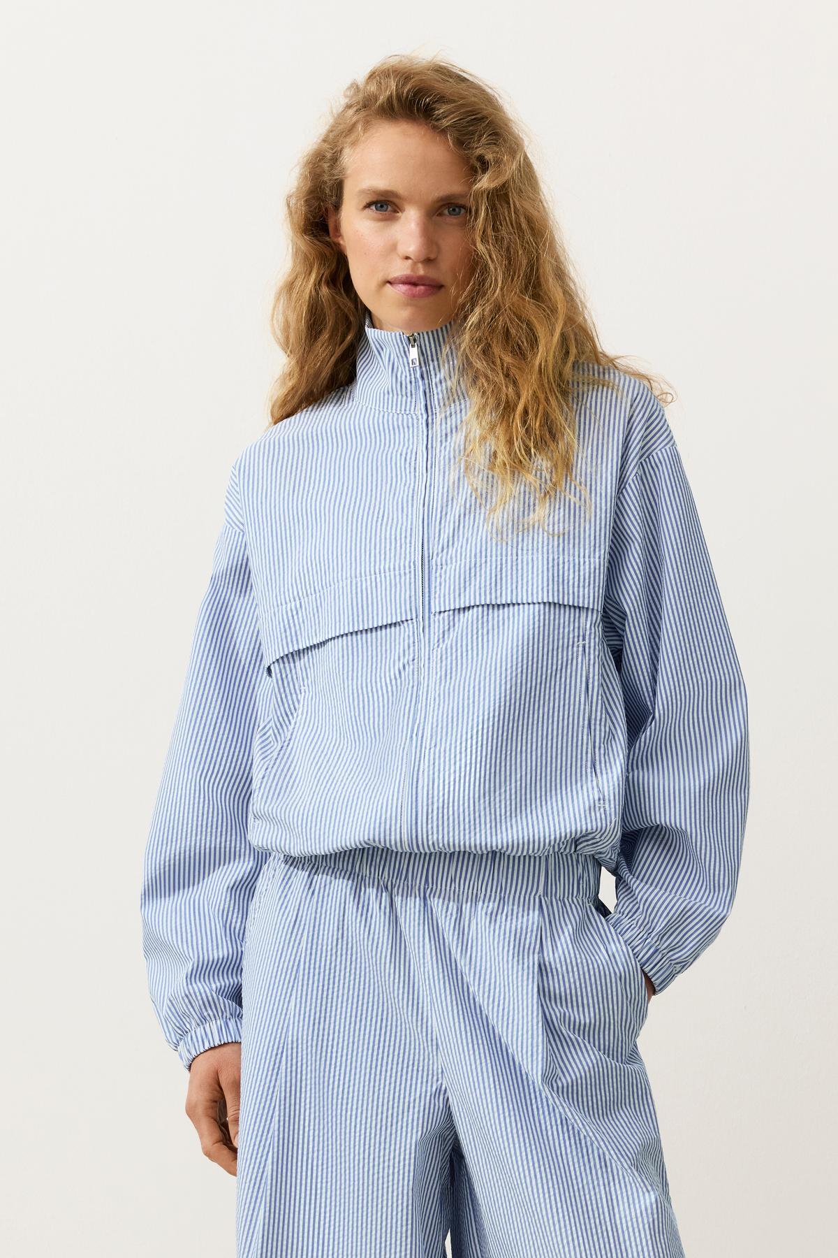 Striped cotton track jacket