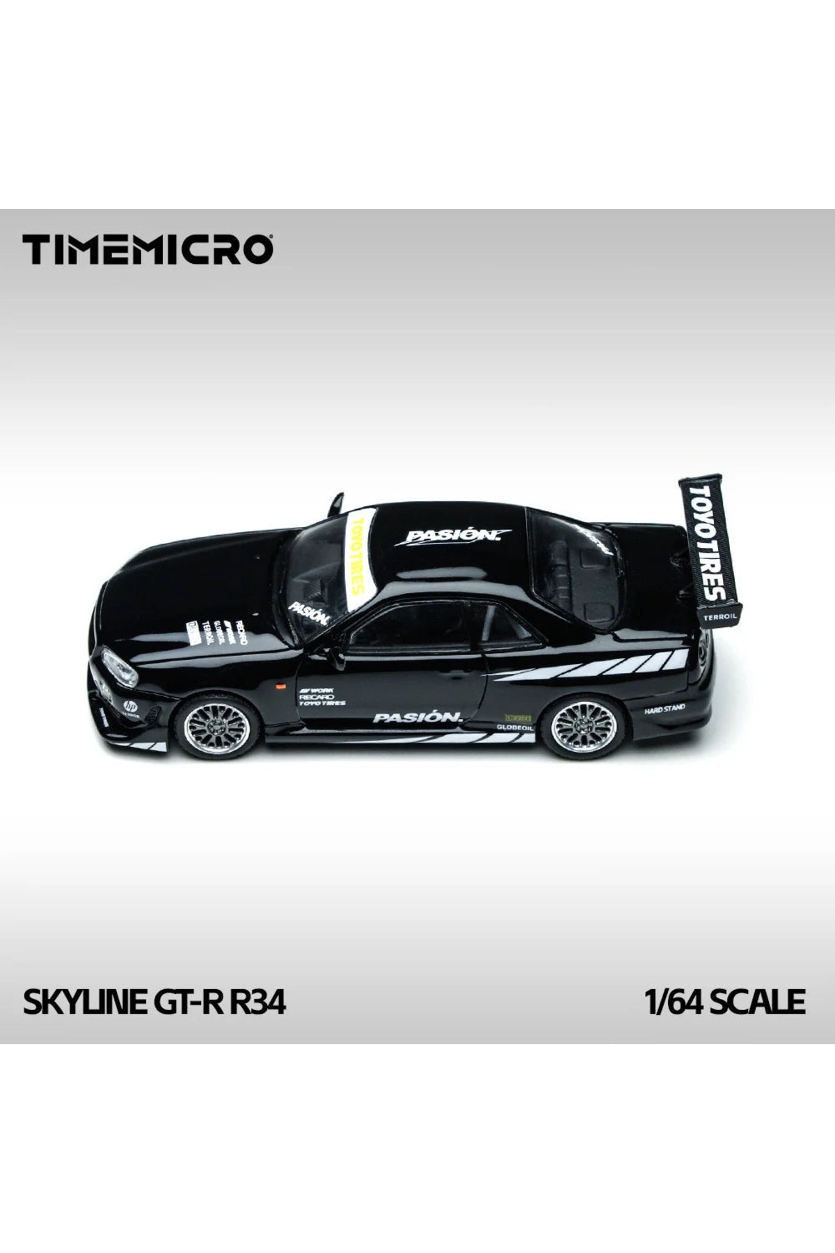 timemicroスカイライン GT-R R34 ミニカー 1/64 HOT WHEELS TimeMicro 1:64 Nissan Skyline GT-R R34 Siyah JDM