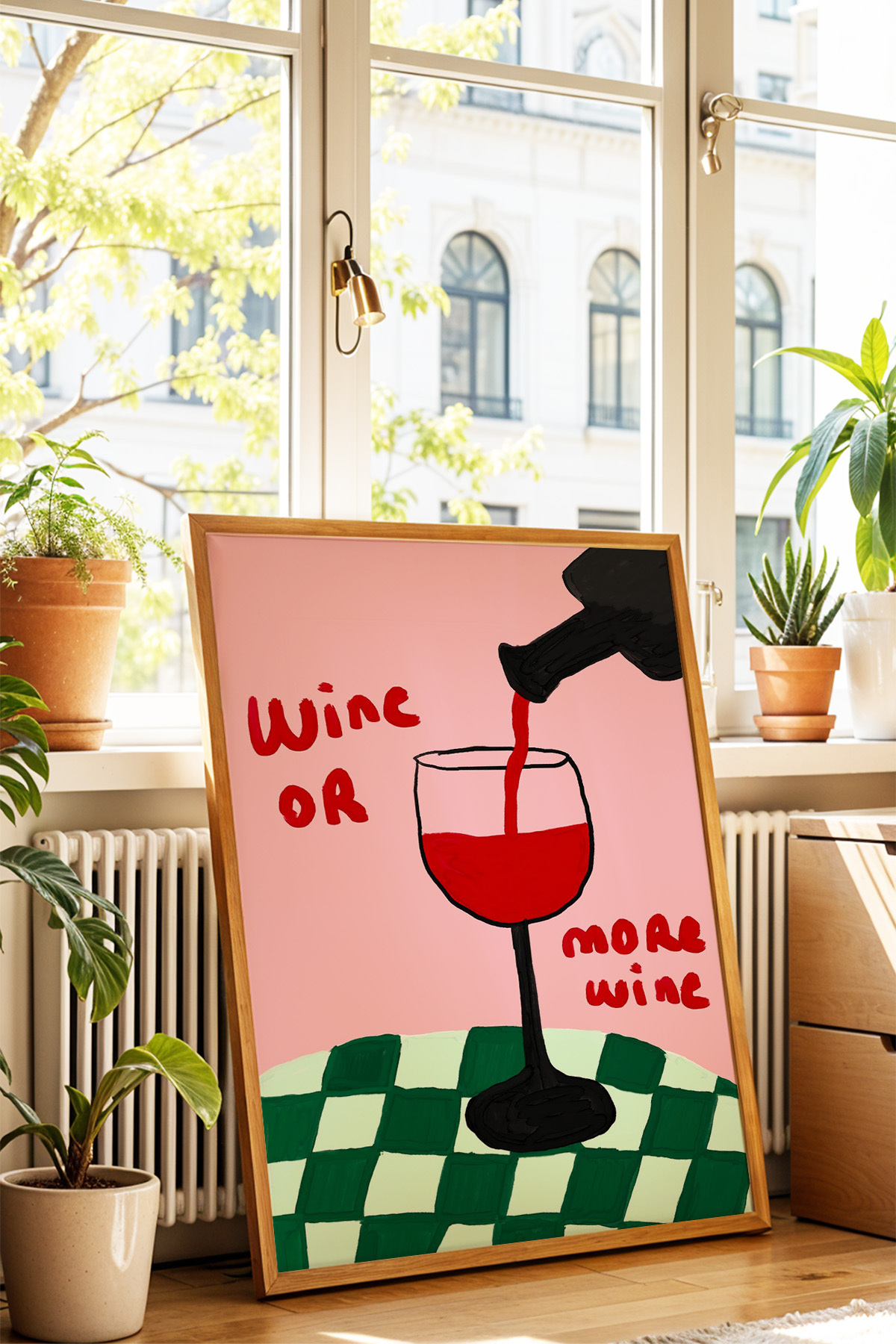 Şarap Temalı Slogan Poster Wine or More Wine Bar Duvar Dekoru Çerçevesiz