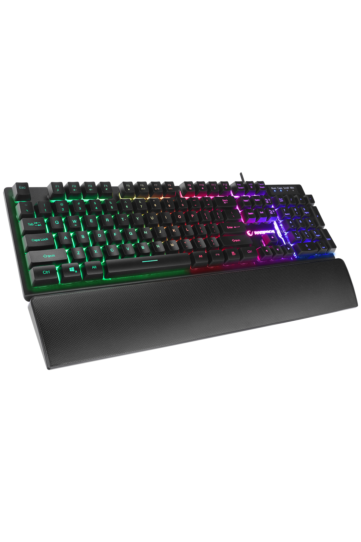 KB-RX77 RUNNER Black USB Rainbow Backlit US Layout English Gaming Keyboard with Wrist Support