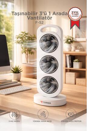 Torima Şarjlı Masaüstü Vantilatör 3 Fanlı Kule Tipi Taşınabilir Fan F52 Beyaz...