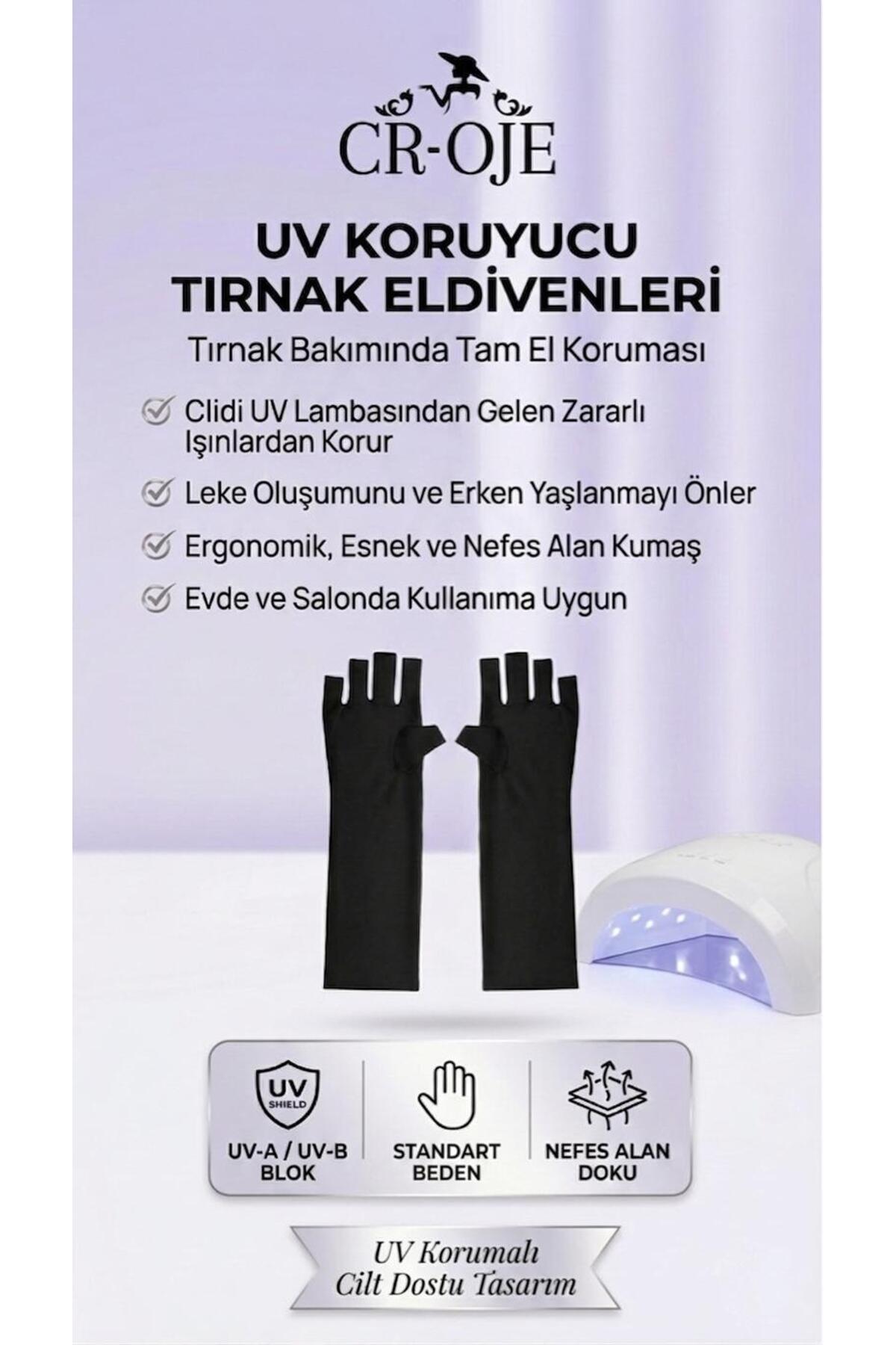 UV Koruyucu Nail Art Kalıcı Oje Eldiveni, Jel ve Protez Tırnak Eldiveni (1 Çift) — مشکی uveldiven