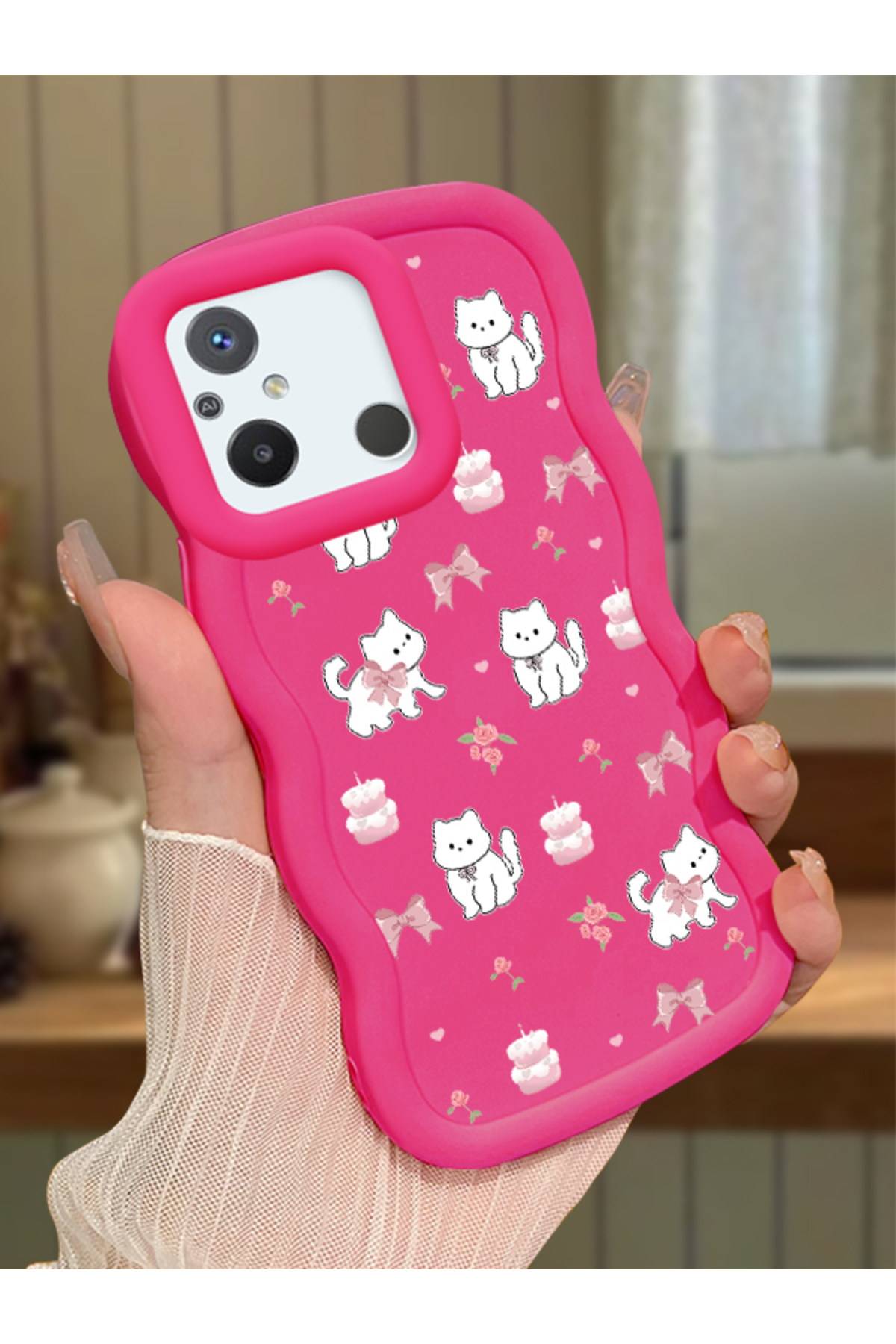Redmi 12c Compatible fuchsia Silicone Case Camera Shock Absorbing Design Stylish Printing