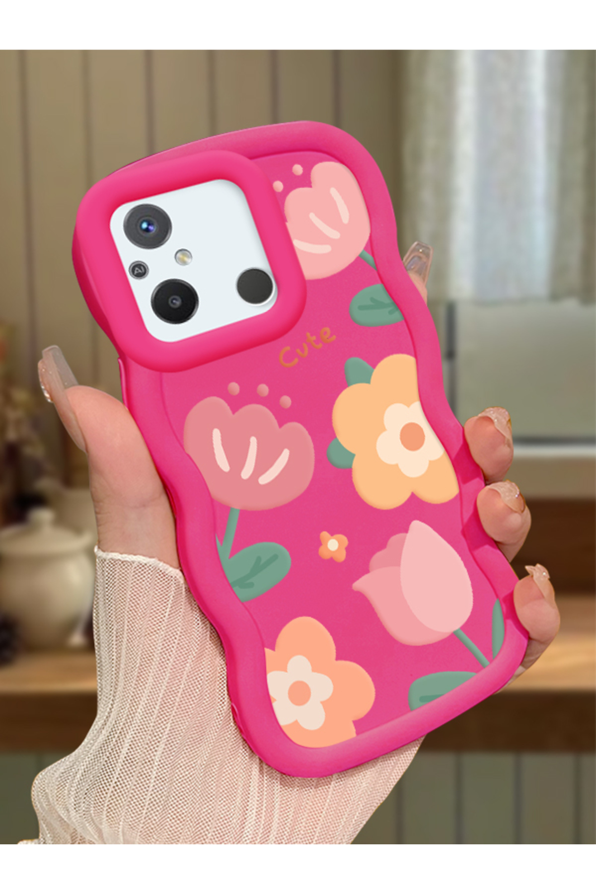 Redmi 12c Compatible fuchsia Silicone Case Camera Shock Absorbing Design Stylish Printing