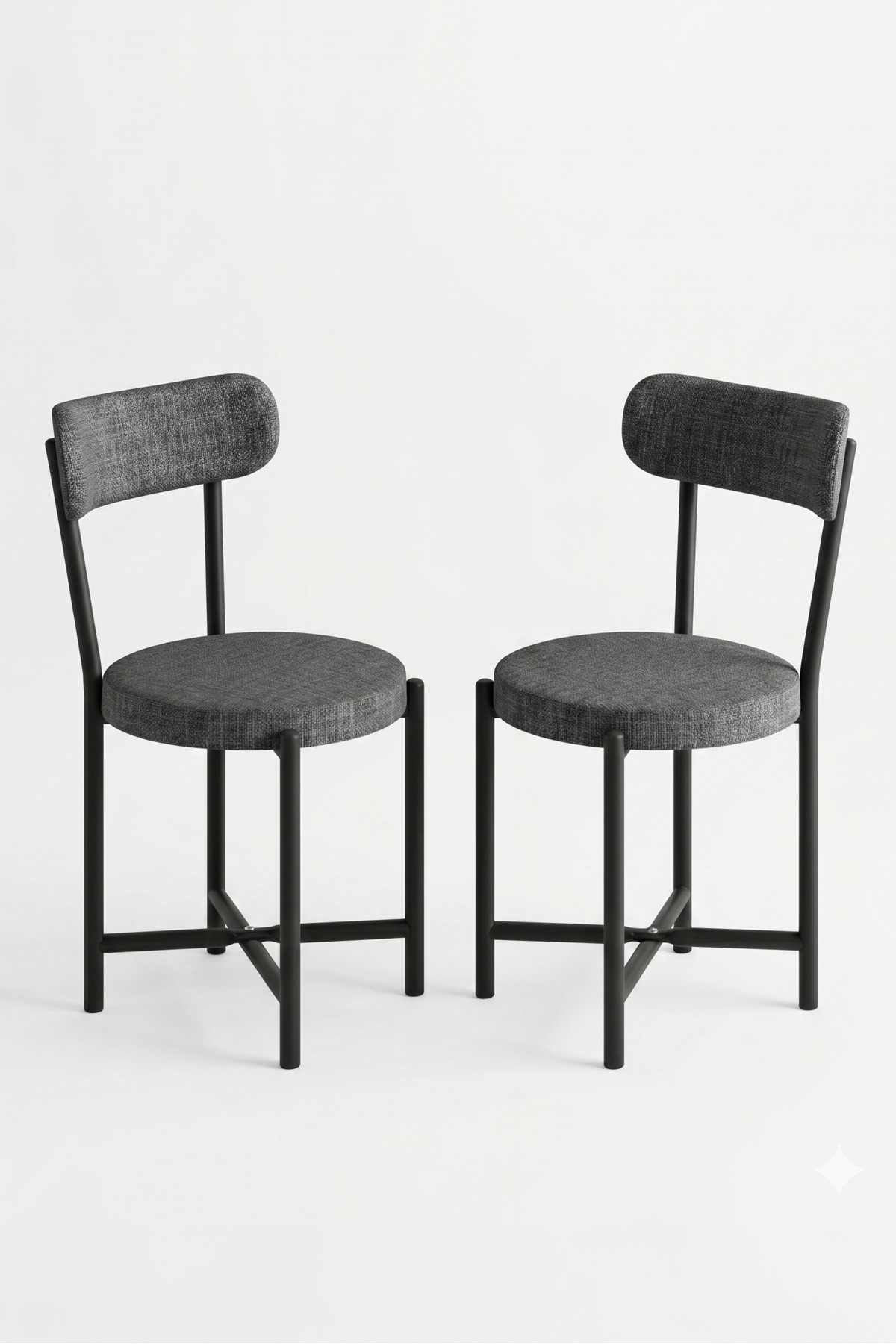 Sandalye 2 Adet Keten Kumaş Metal Ayak Modern Mutfak Sandalyesi Cafe Balkon Ofis Teddy 9813 Antrasit görsel 3