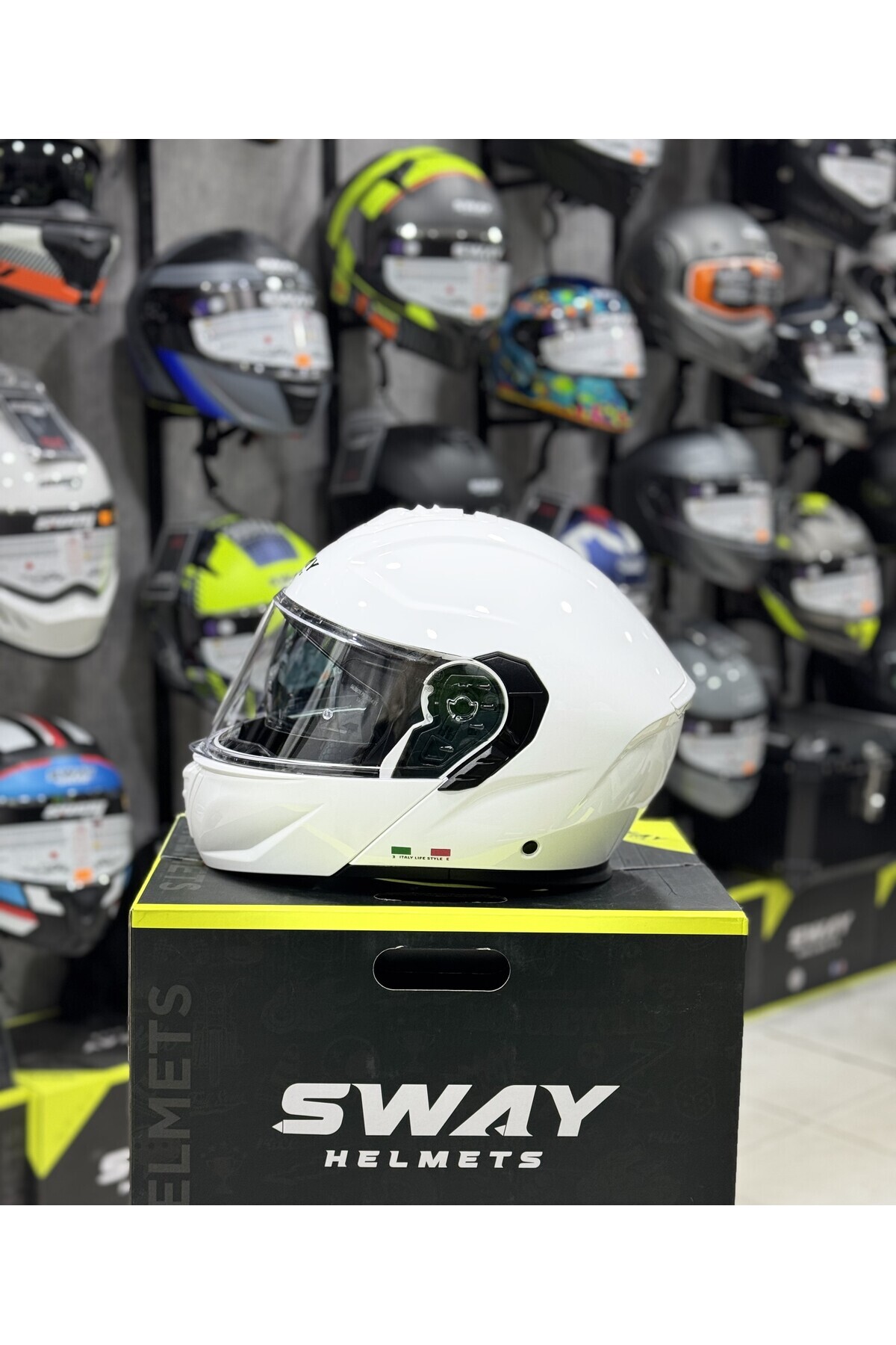 Sway Beyaz Çene Açılır Kask ECE 22.06 Double Vizör Pinlock 70