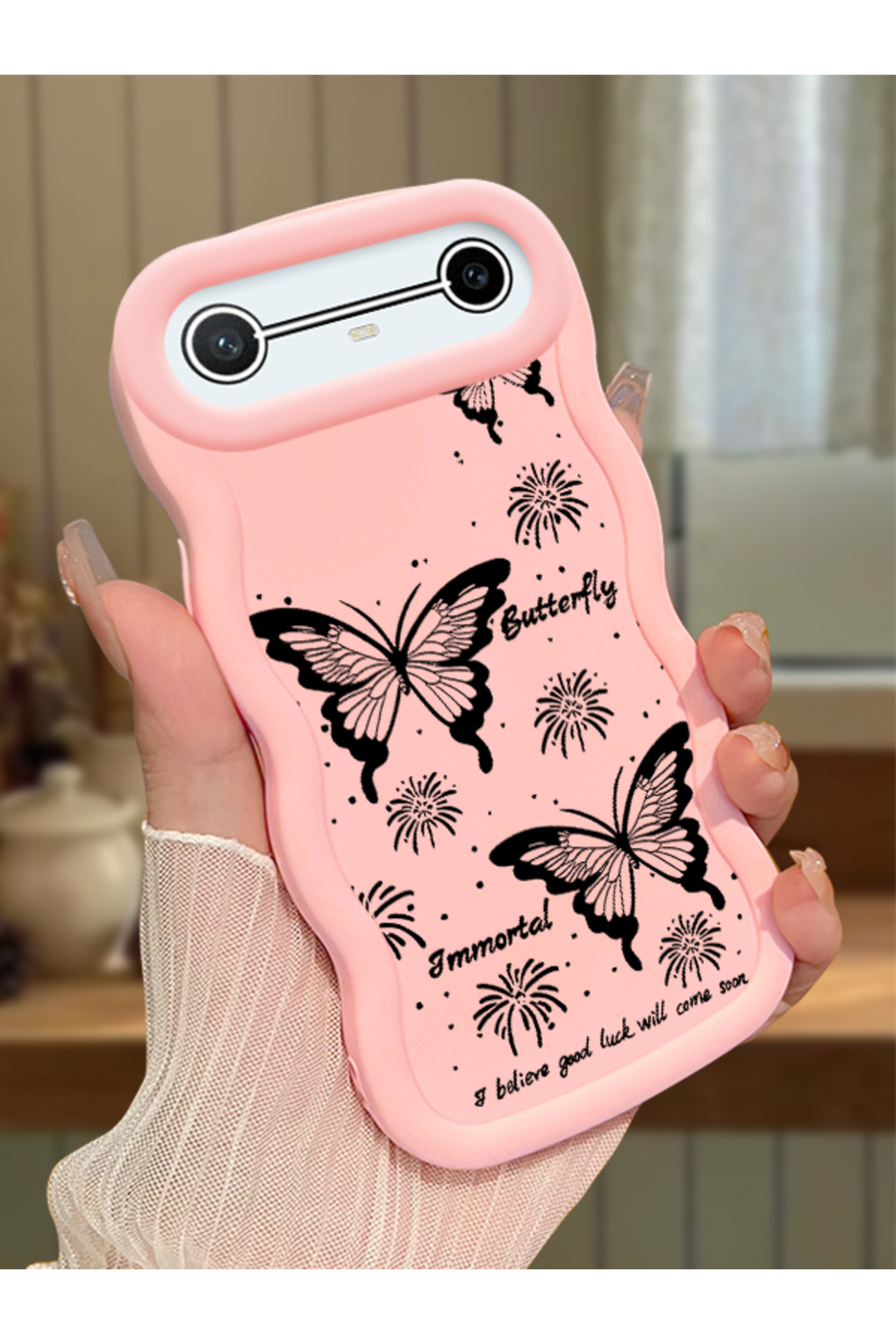 Tecno Spark Slim/Pova Slim Compatible Pink Silicone Case Camera Shock Absorbing Design Stylish Printing