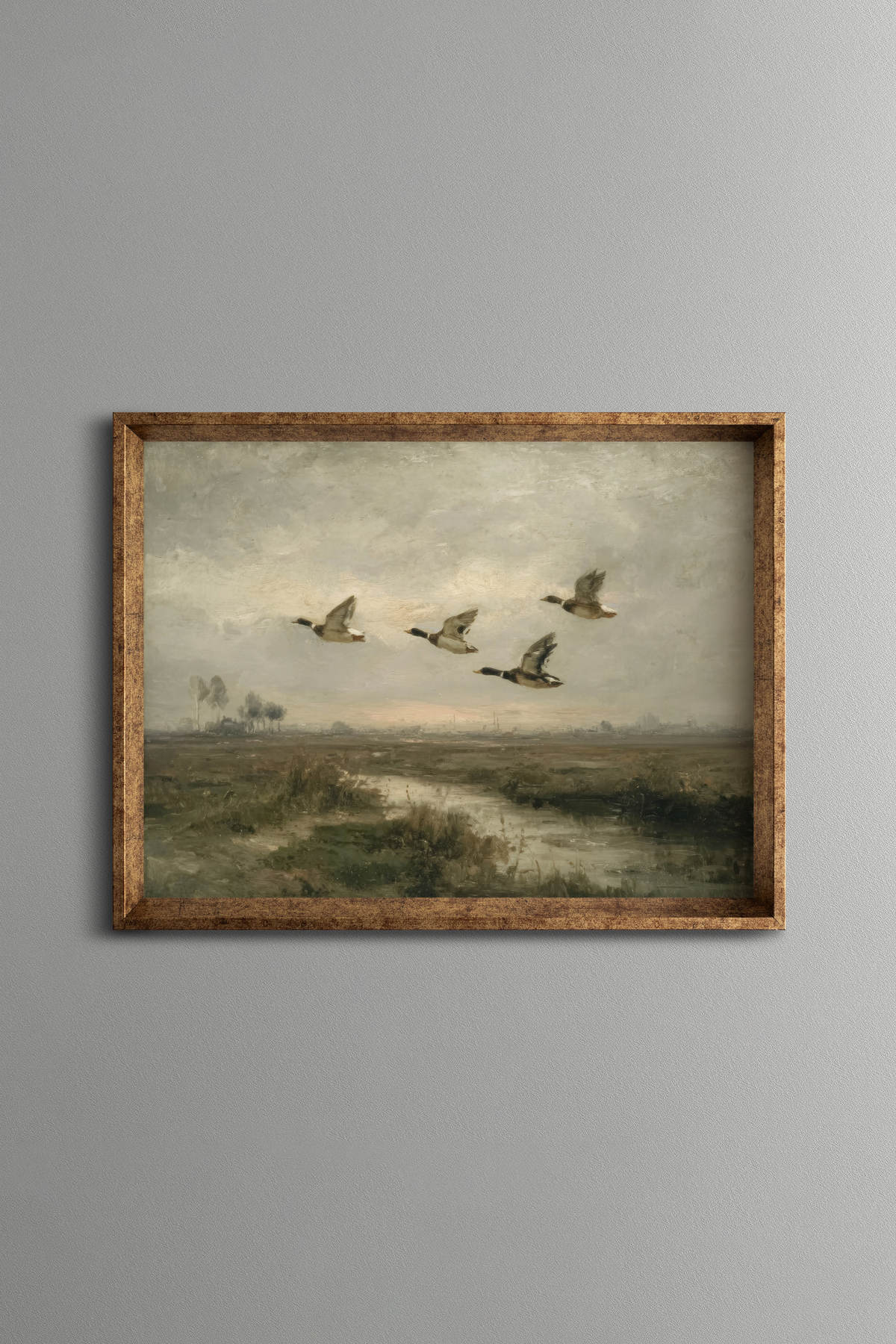 Ducks Floating in the Sky - Vintage Patterned Frame - Slim Model