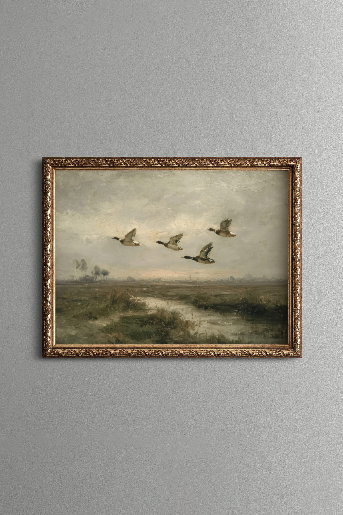 Ducks Floating in the Sky - Vintage Patterned Frame - Slim Model