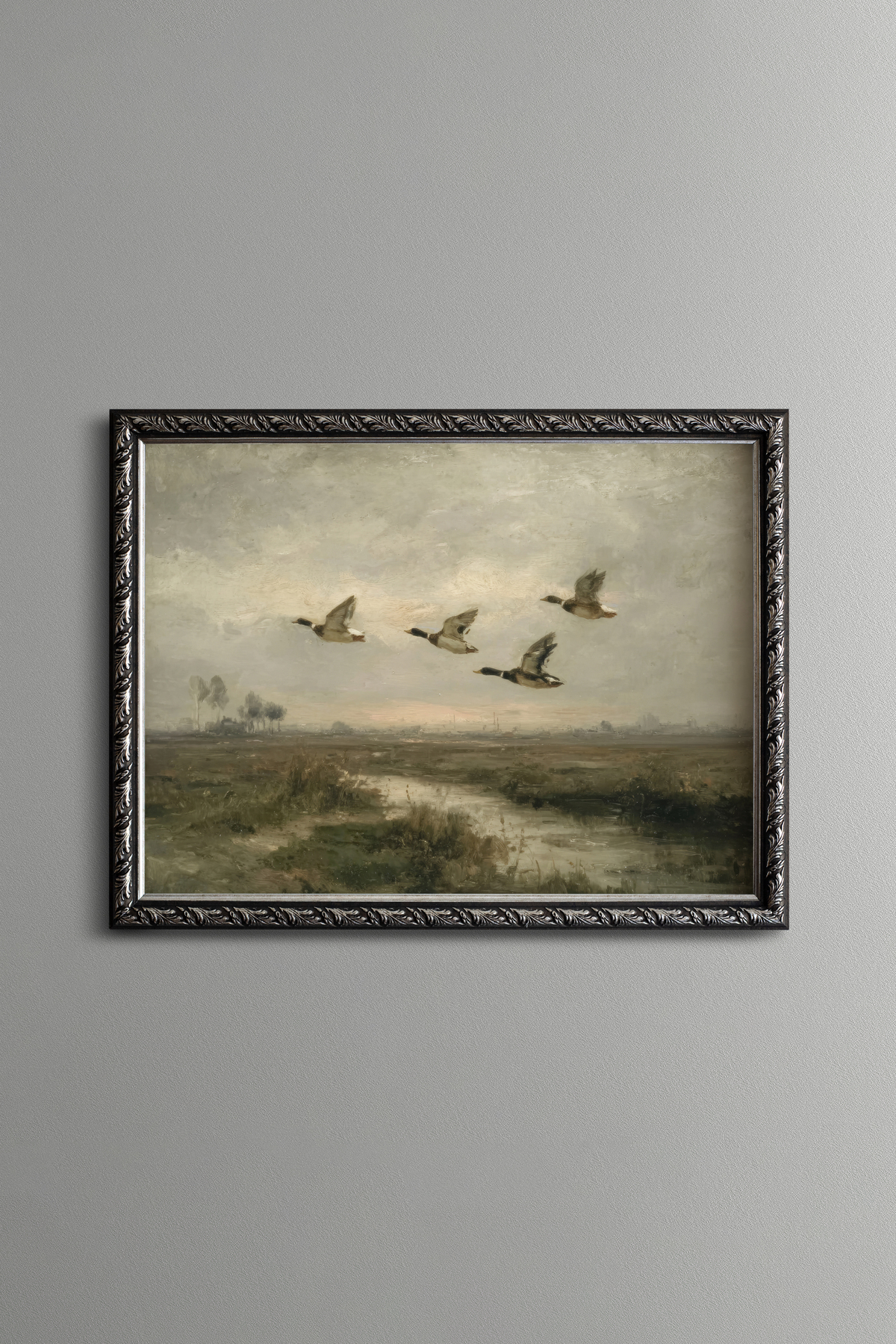 Ducks Floating in the Sky - Vintage Patterned Frame - Slim Model