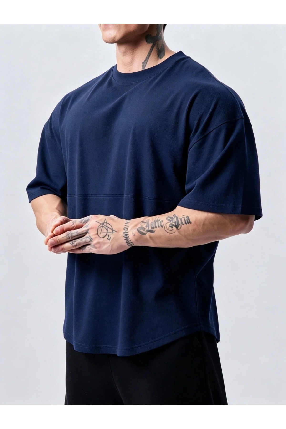 GENIUS STORE Genius Erkek Spor Tişört Polyester Kumaş Oversize Fitness & Gym Antrenman Tişörtü görsel 2