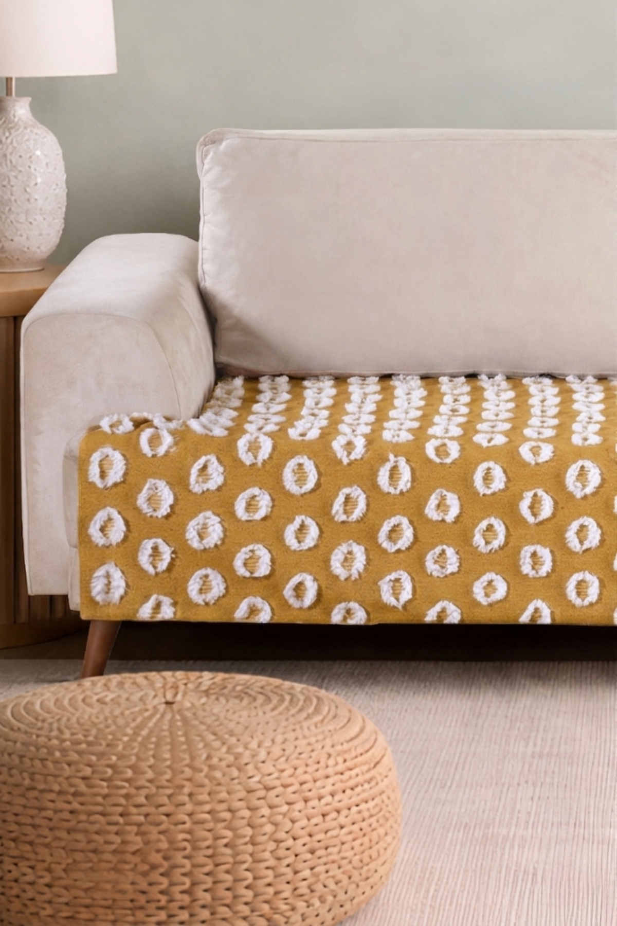 Bohemian MUSTARD Embossed Seat Cover Seat Cover 100x200 | Sofa Sofa Bed Sofa Cover Shawl