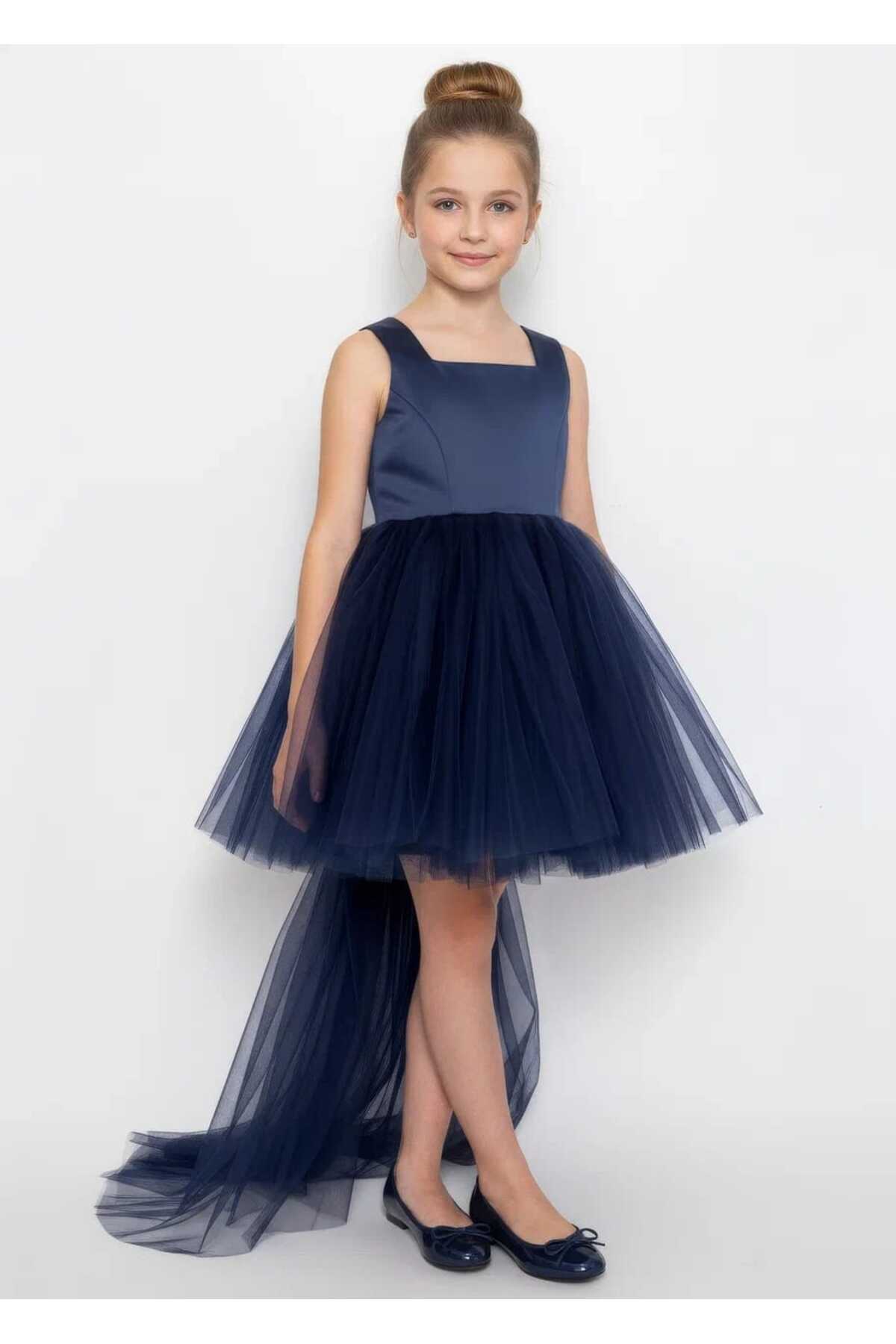 Tulle And Satin Young Girl Summer Holiday Birthday Graduation Ball Special Day Engagement Wedding Evening Dress ( 9-10-11-12 Years )