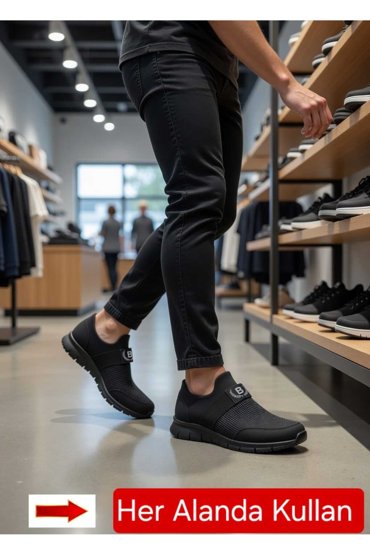 repstep Unisex Siyah Aqua Ortopedik İç Taban Koku Ve Terleme Yapmayan Esnek Hafif Günlük Spor Ayakkabı görsel 3