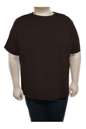 upsize Büyük Beden T-Shirt %100 Pamuk Yumuşak Dokulu Acı Kahve Bisiklet Yaka ...
