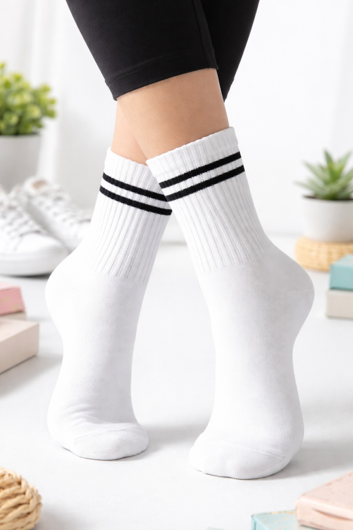 Çorap Kurdu 6 çift Ekonomik Paket Çemberli Unısex Tenis Çorap Set