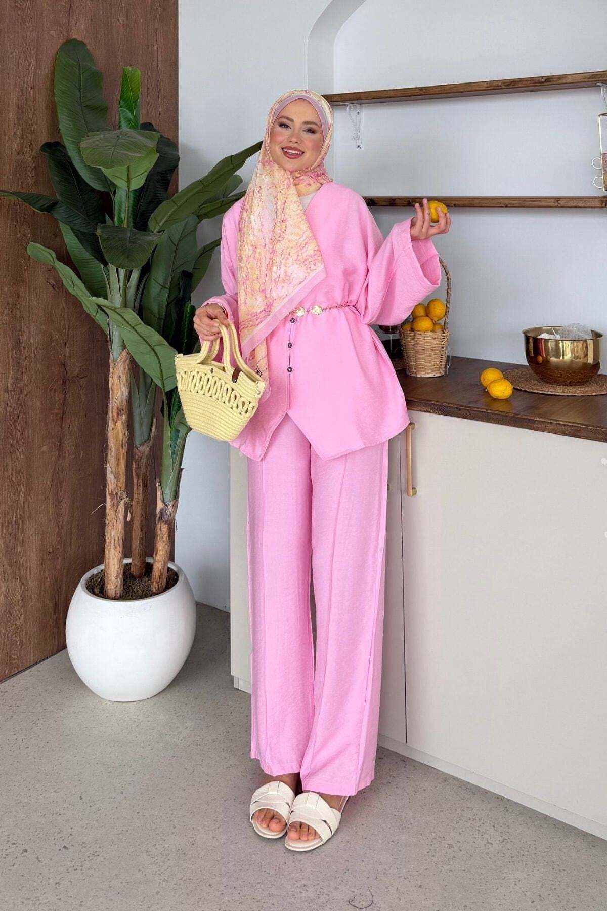 Hazamoda Ceylan Linen Set Pink