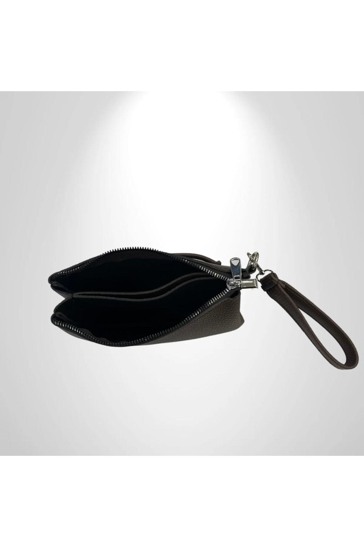 Epod Erkek El Çantası 3 Bölmeli Slim Portföy-Çıkarılabilir Askılı Suni Deri Clutch Cüzdan görsel 3