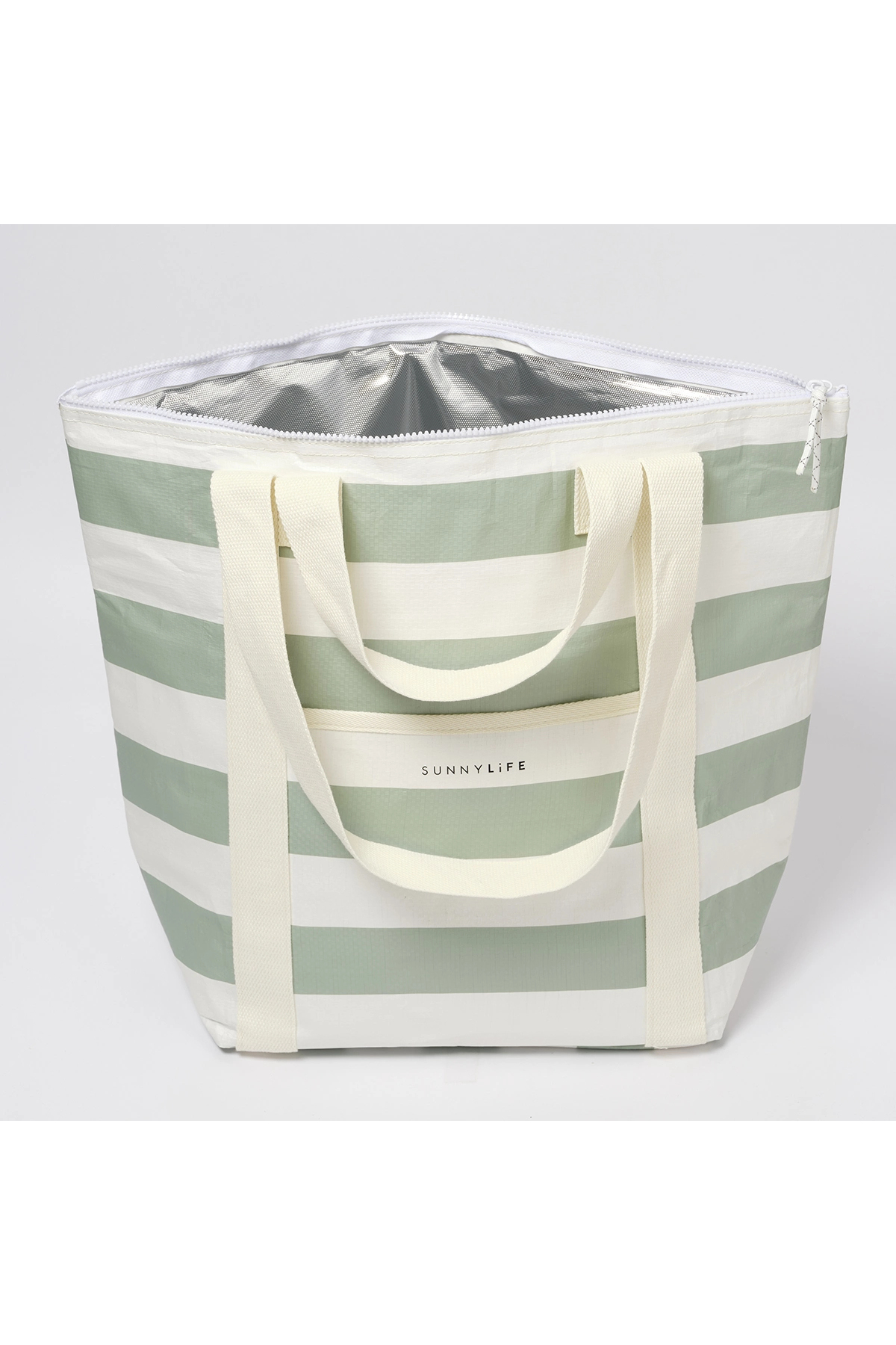 SunnyLife Soğutuculu Tote Plaj Çantası La Palma Sage Stripe görsel 2