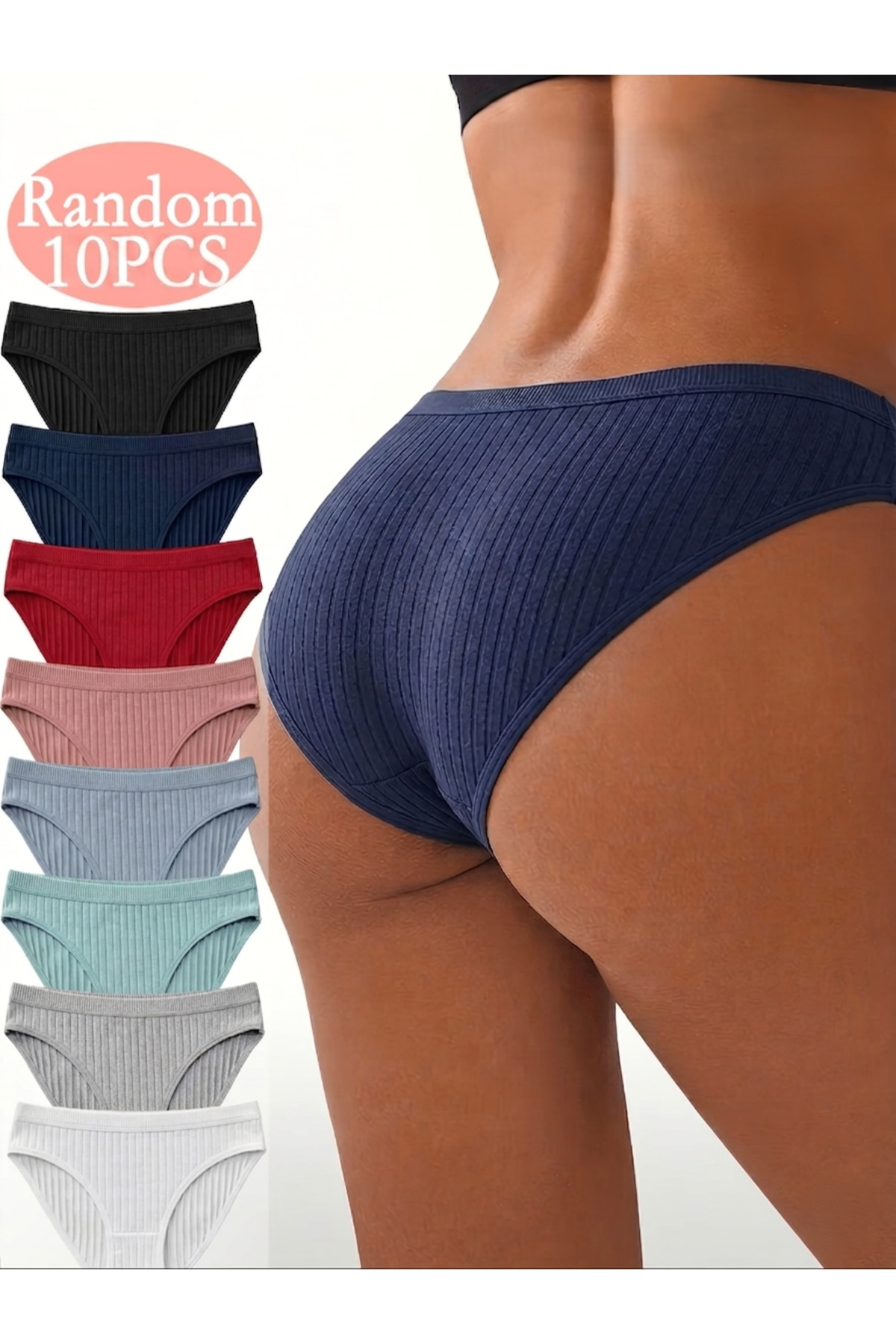 Kadın Fitilli Kaşkorse Kumaş Pamuklu Külot 10'lu Paket