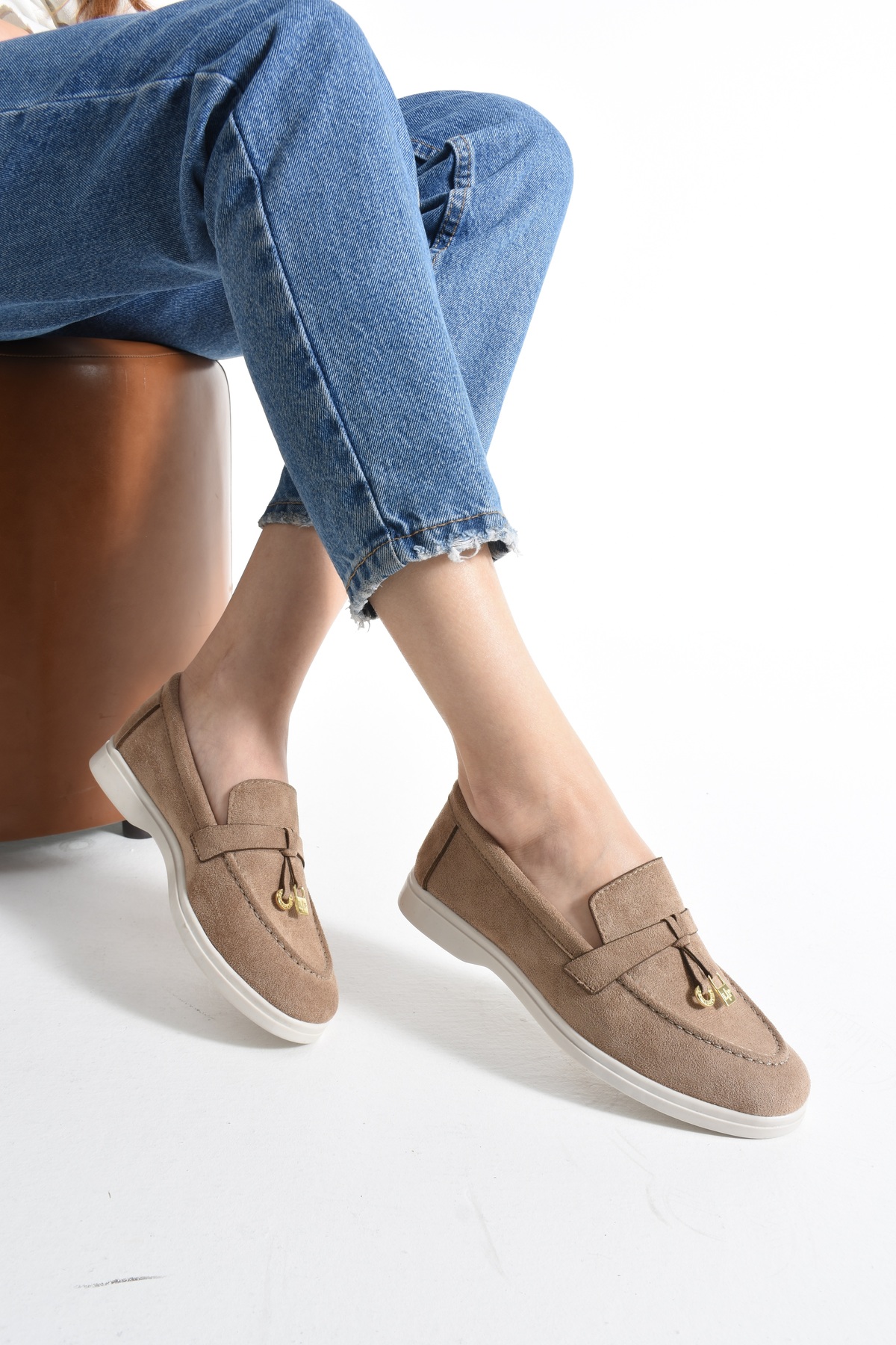 Katrina shoes Günlük Giymelik Kadin Loafer Suet Ayakkabı görsel 3