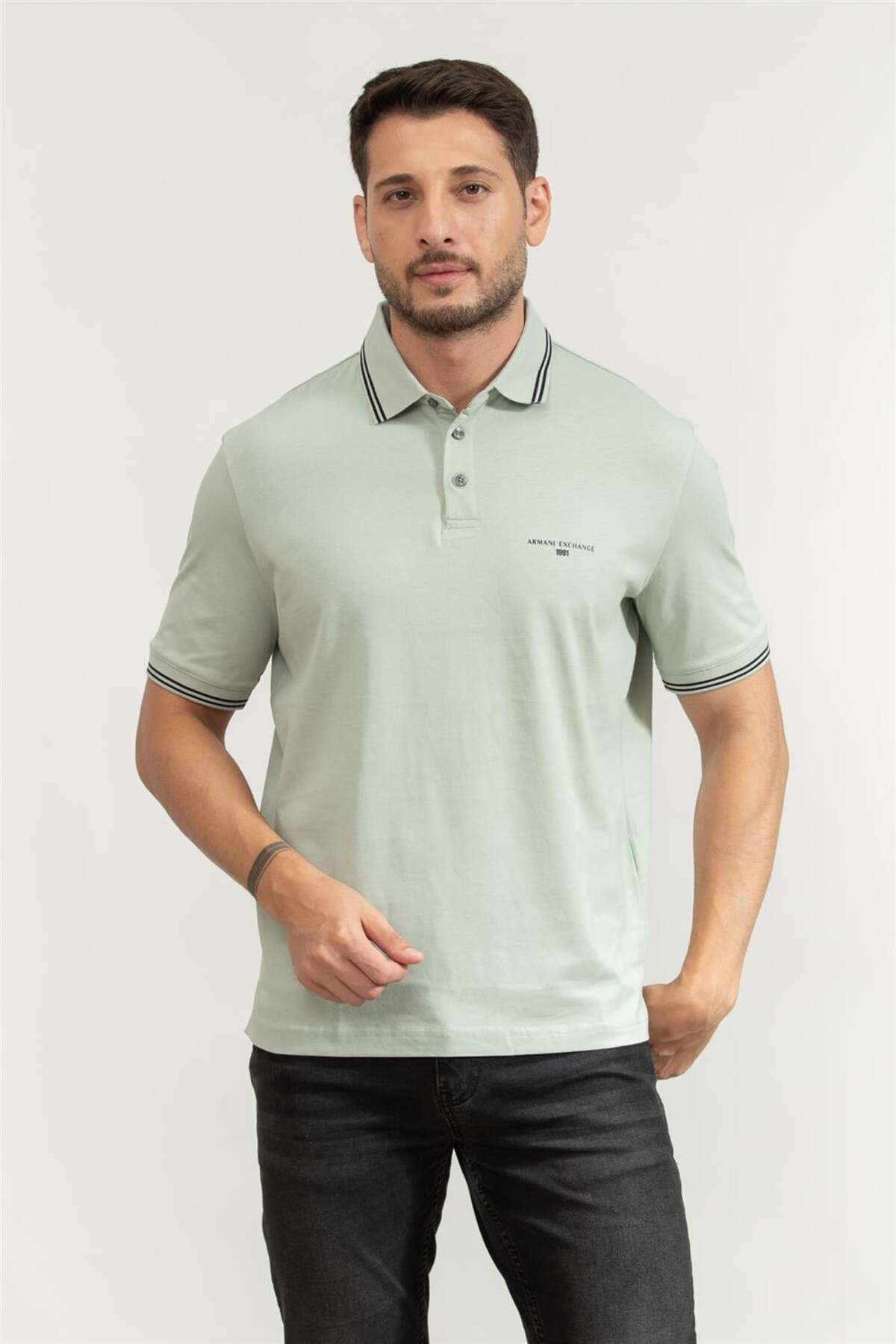 تی‌شرت یقه پولو مردانه خاکستری آرمانی اکسچنج پولوشرت Armani Exchange