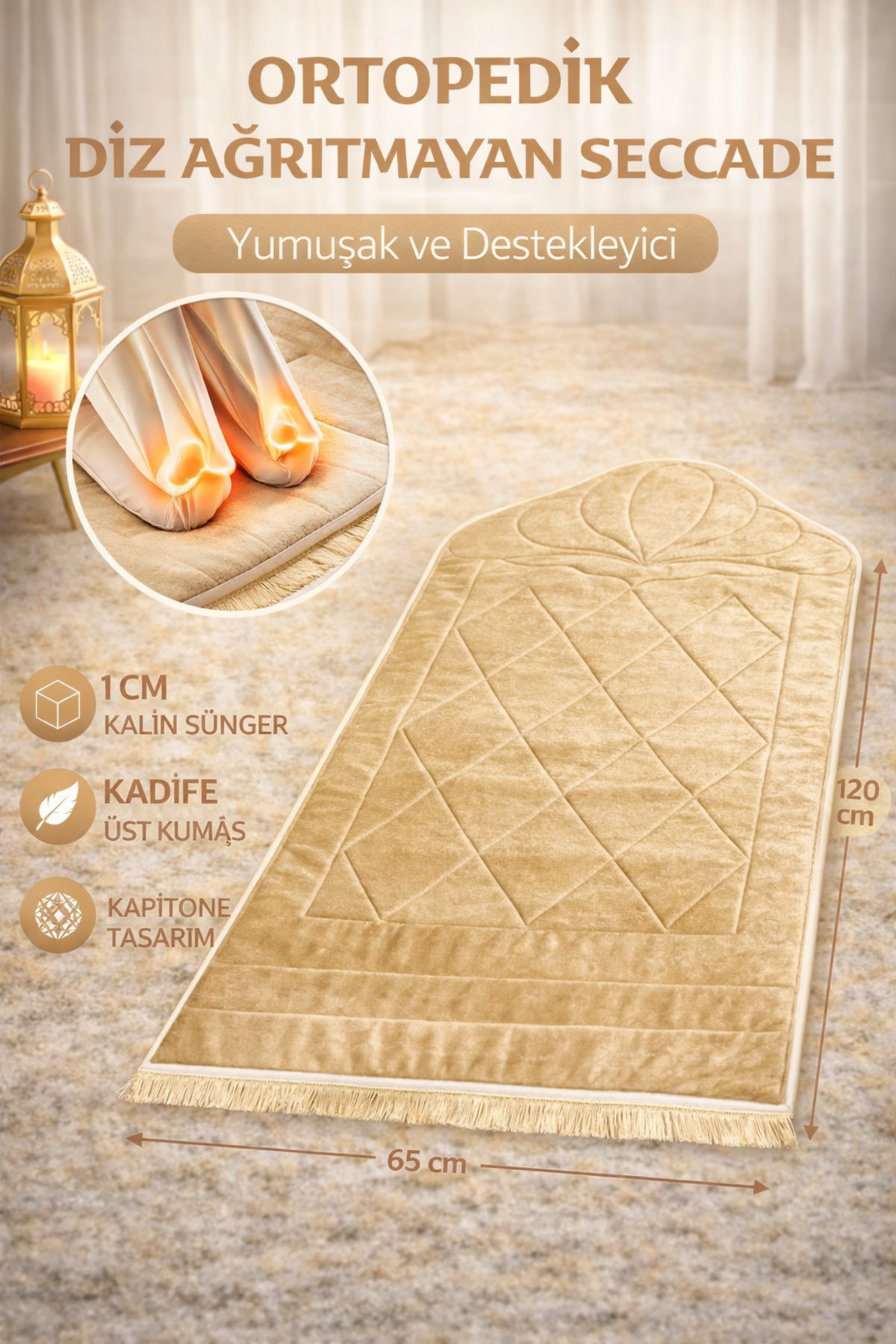 Orthopedic Knee Painless Quilted Design Gift Dowry Prayer Sheet 1CM Sponge 65*120 Size