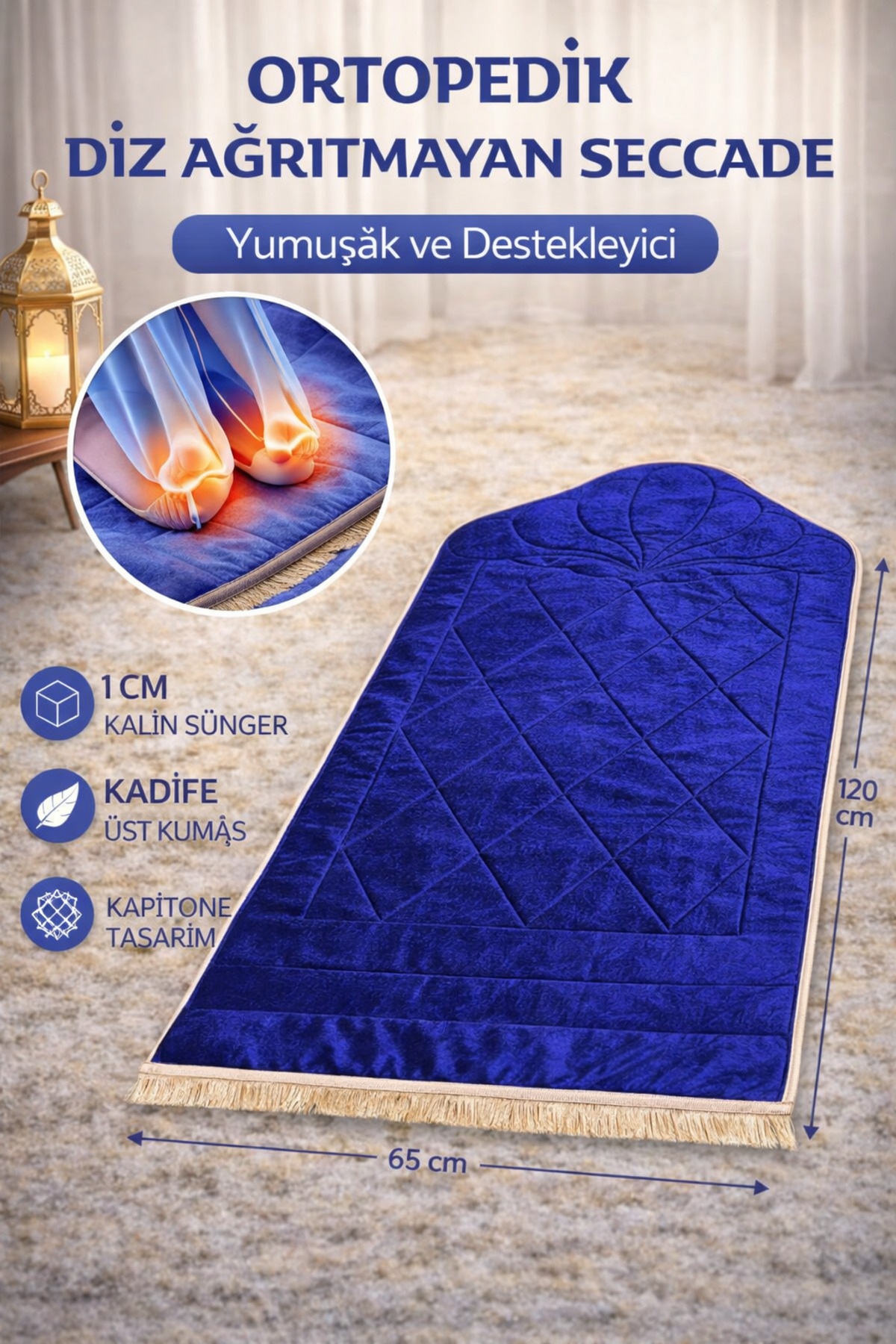 Orthopedic Knee Painless Quilted Design Gift Dowry Prayer Sheet 1CM Sponge 65*120 Size