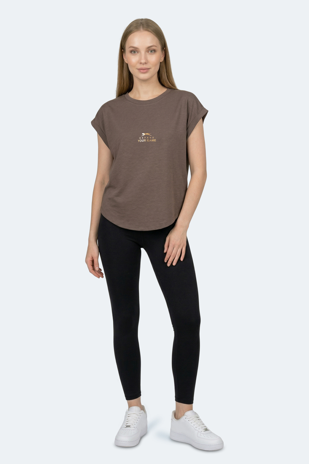 Slazenger KAPA Kadın Kahve Tişört görsel 8