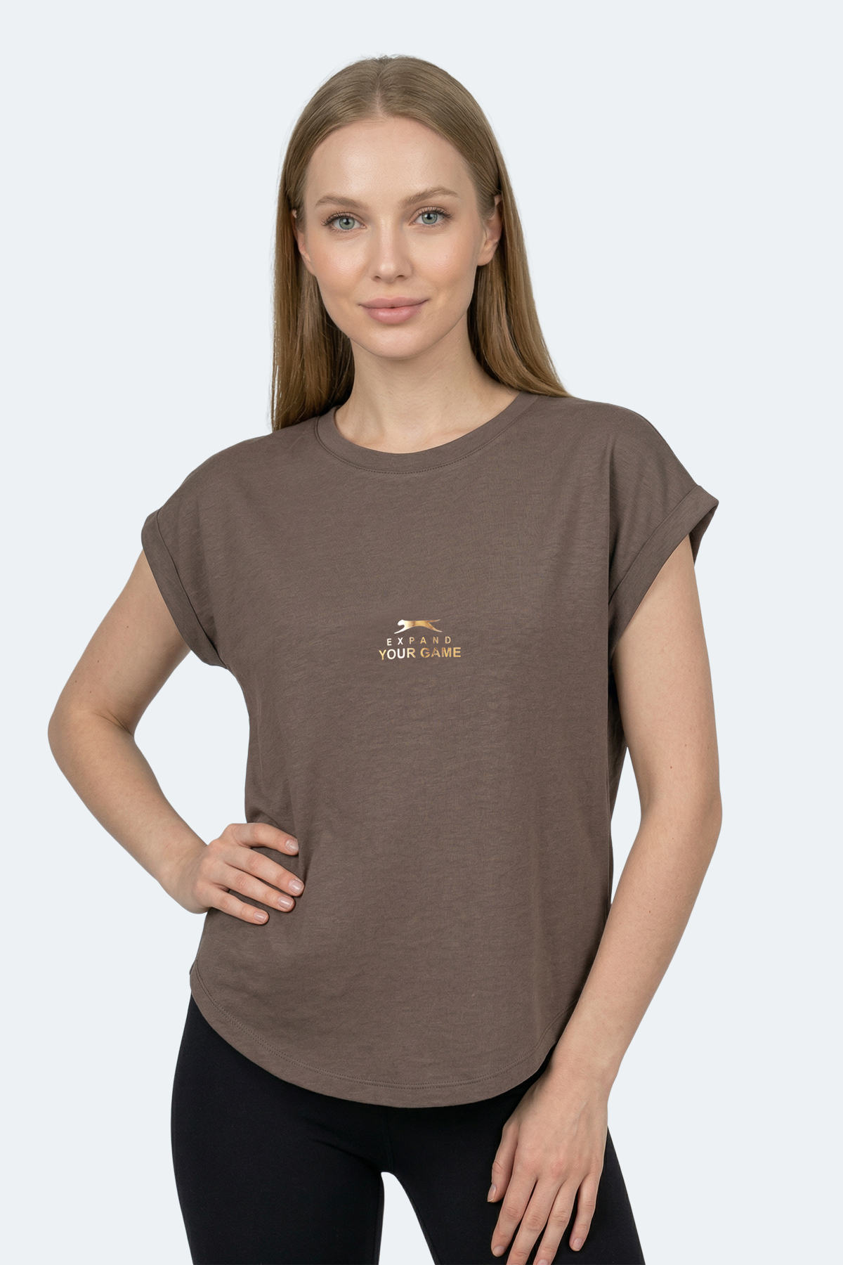 Slazenger KAPA Kadın Kahve Tişört görsel 4