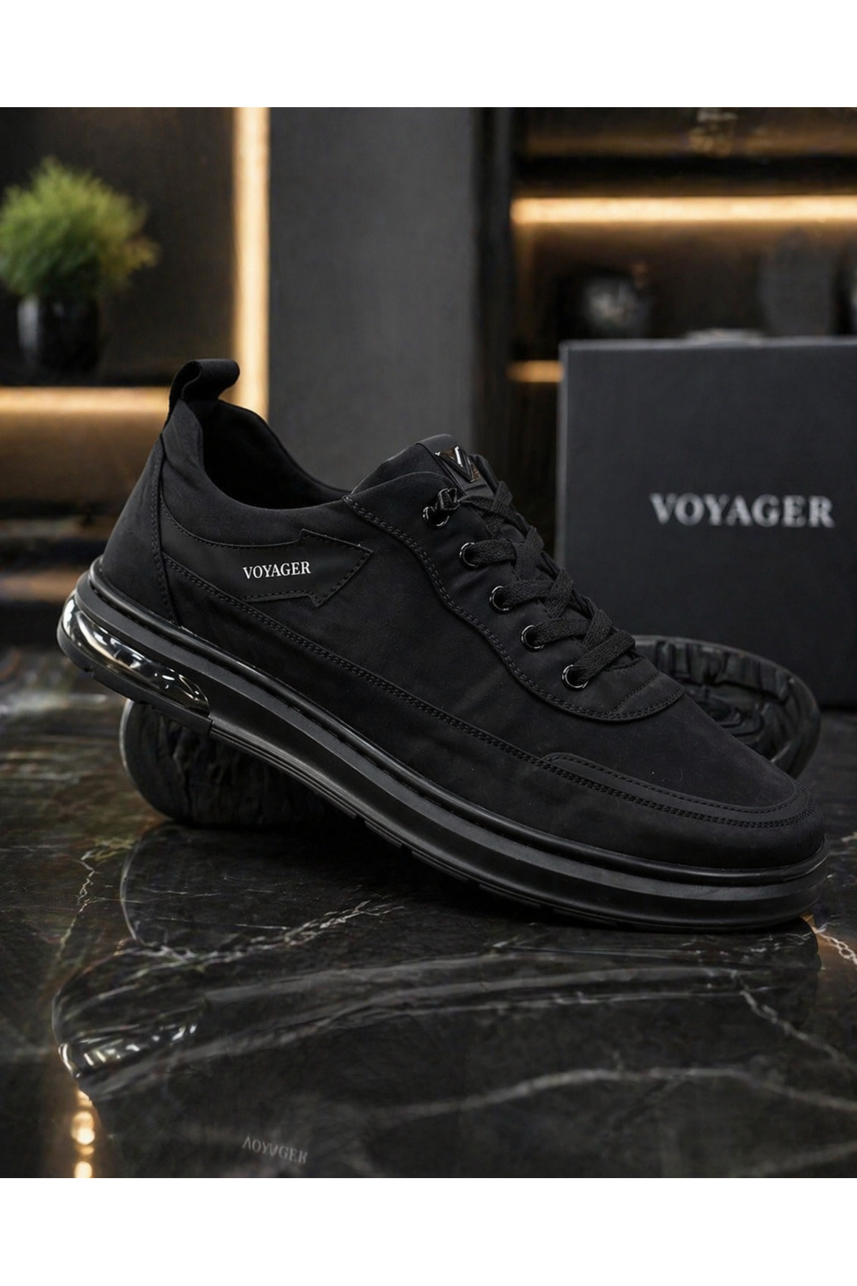 Voyager paraşüt ithal taban comfort erkek siyah spor ayakkabı