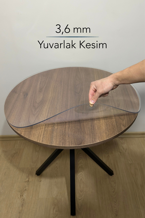 Overdal Yuvarlak 3,6 mm Şeffaf Kalın PVC Masa Örtüsü Kaymaz Silinebilir Masa ...