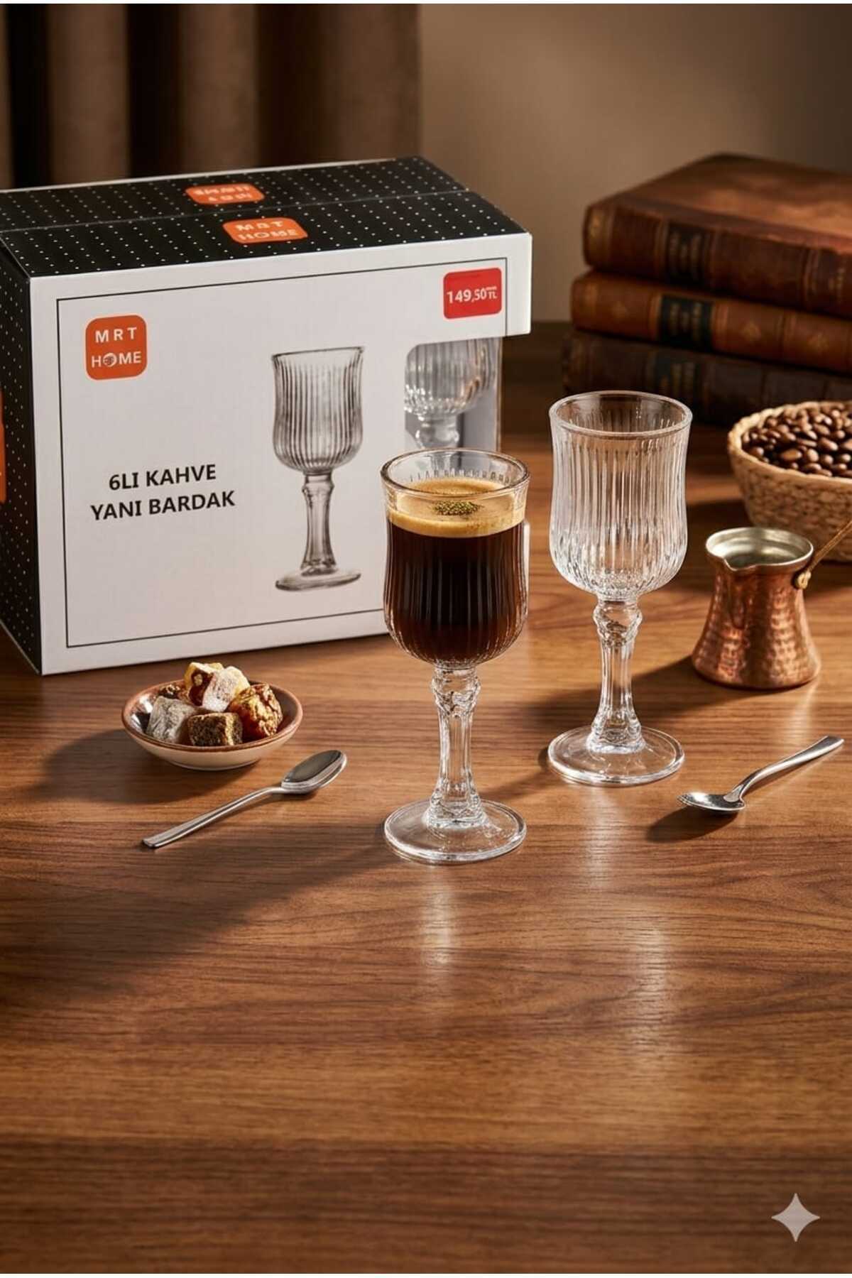 6-Piece Coffee-Side Water Glass Set - Striped