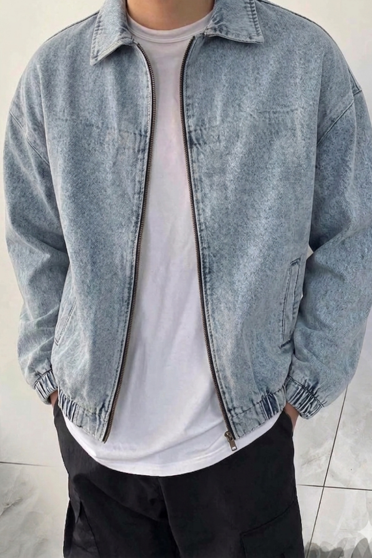 COOL TARZ Erkek Oversize Bomber Ceket Fermuarlı Basic Günlük Şık Mont