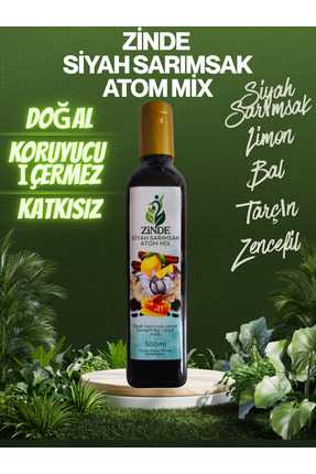 Zinde SİYAH SARIMSAK ATOM MİX 500 ML KÜR(Siyah Sarımsak-Limon-Bal-Tarçın-Zenc...