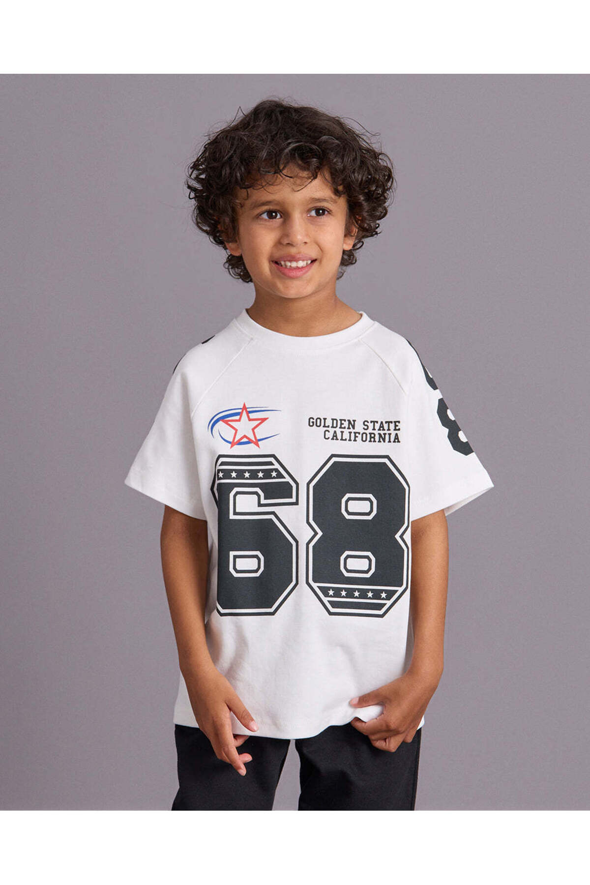 REDTAG Boys White 68 Oversized T Shirt