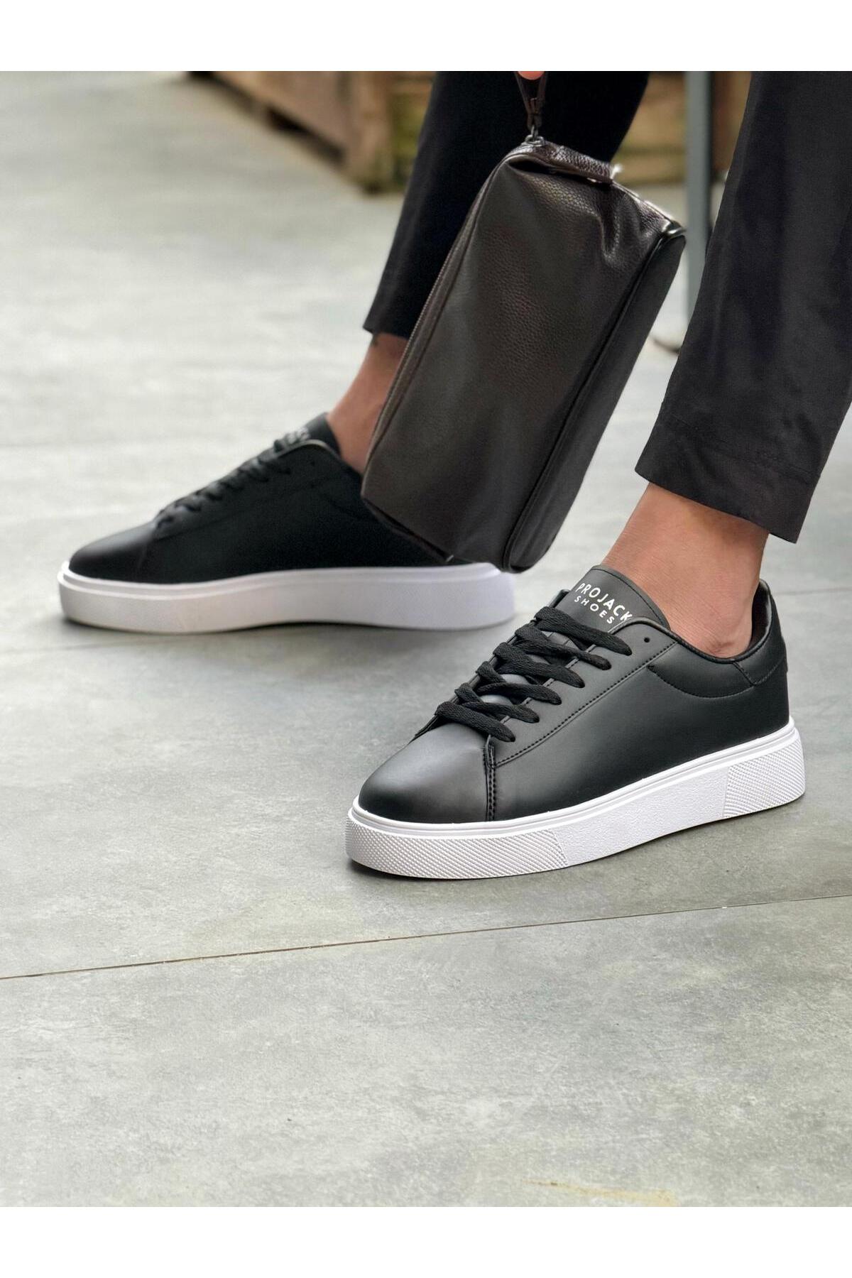 PRO JACK Siyah Beyaz Günlük Erkek Sneaker Ayakkabı - 0412 görsel 4