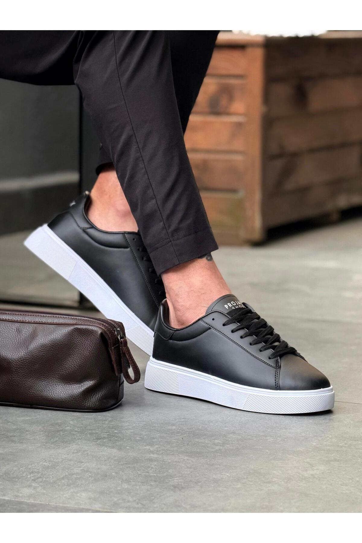 PRO JACK Siyah Beyaz Günlük Erkek Sneaker Ayakkabı - 0412 görsel 3