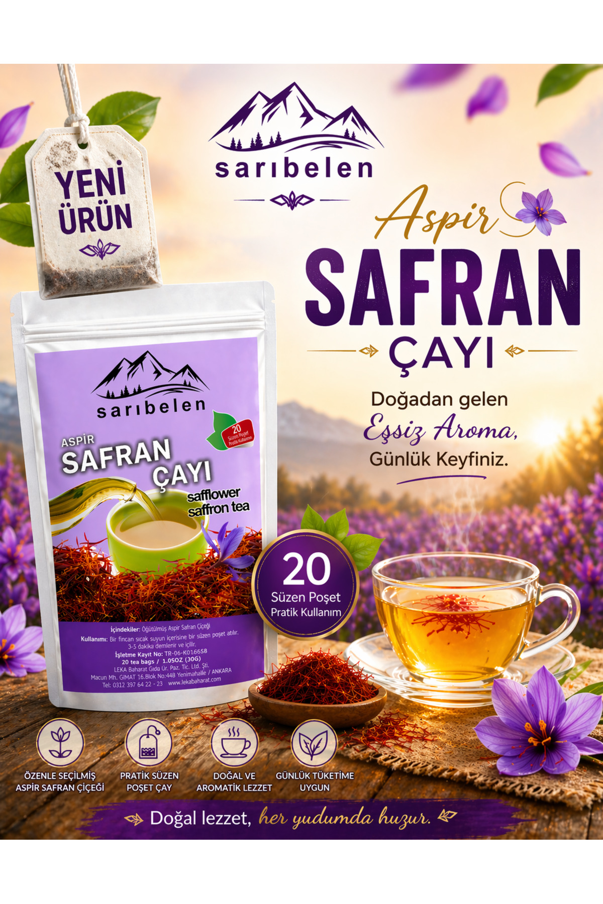 چای زعفران آسپیر ۲۰ عددی کیسه‌ای