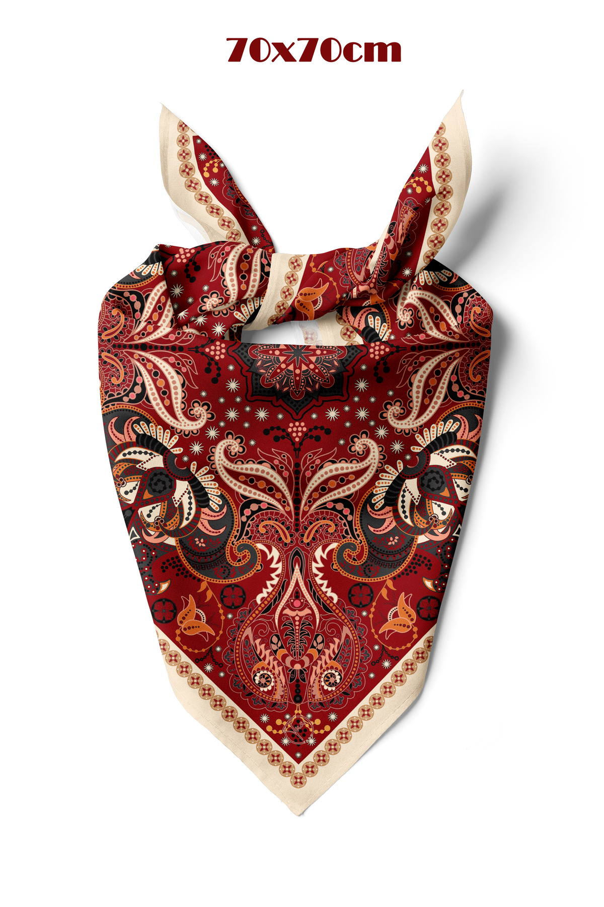 tuaipek Kızıl Matra Desen 70*70cm Bandana/Fular