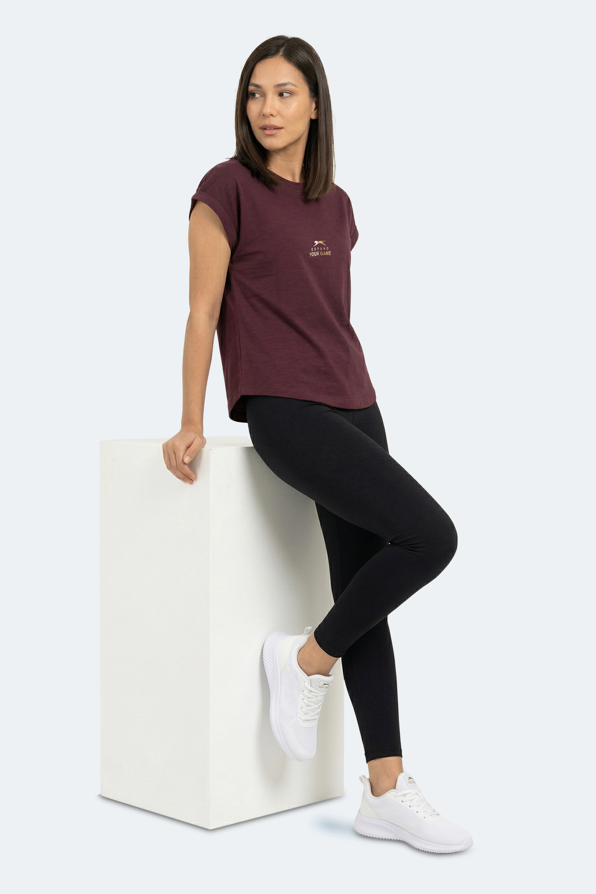 Slazenger KAPA Kadın Mürdüm Tişört görsel 8