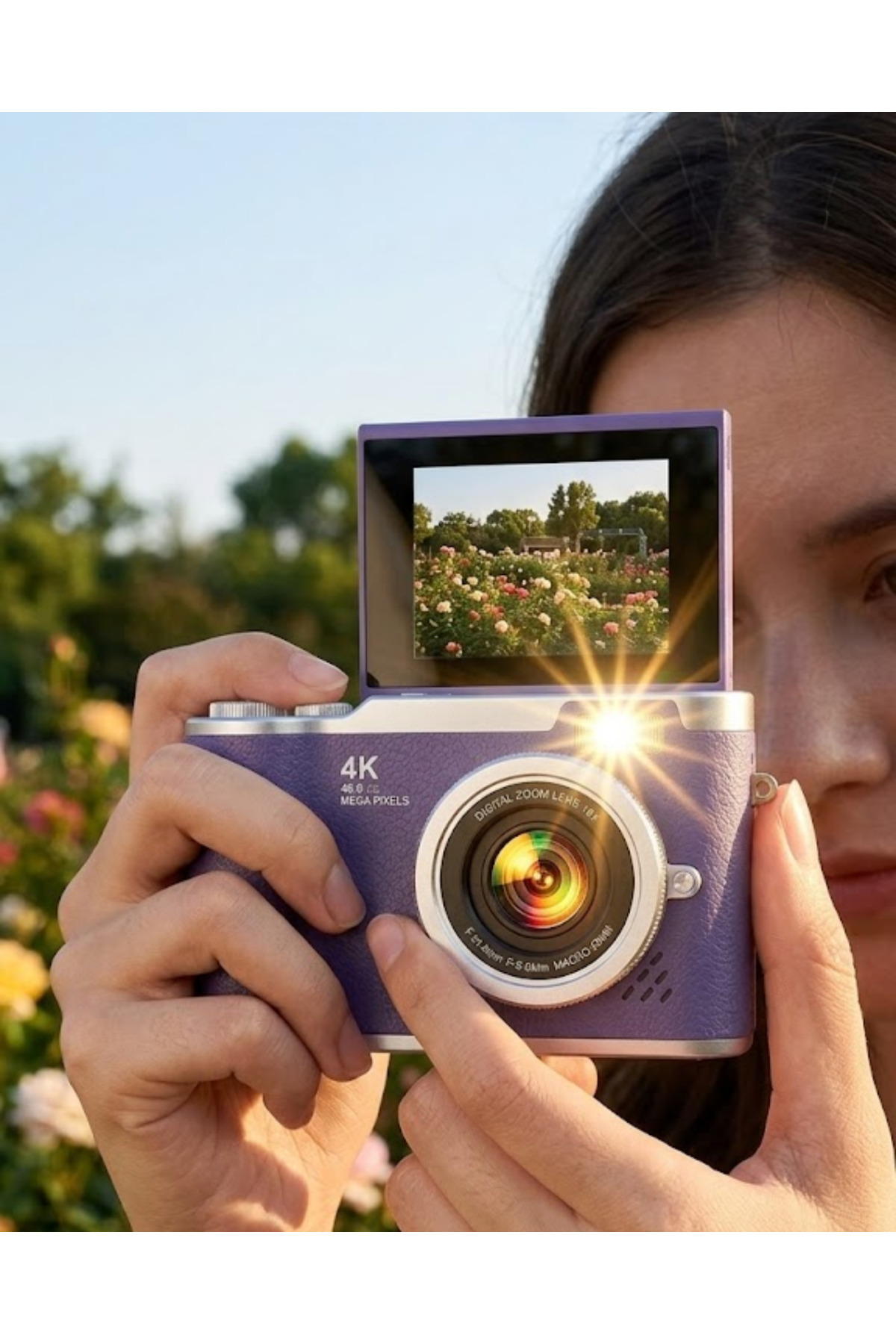 Clevora Flip Ekranlı Dijital Kamera 4K Video 48 MP Güzelleştirme Modu