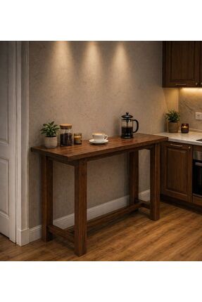 MODERN LİFE Yüksek Bar Masas Doğal Ahşap Özel Tasarım 60 x 120