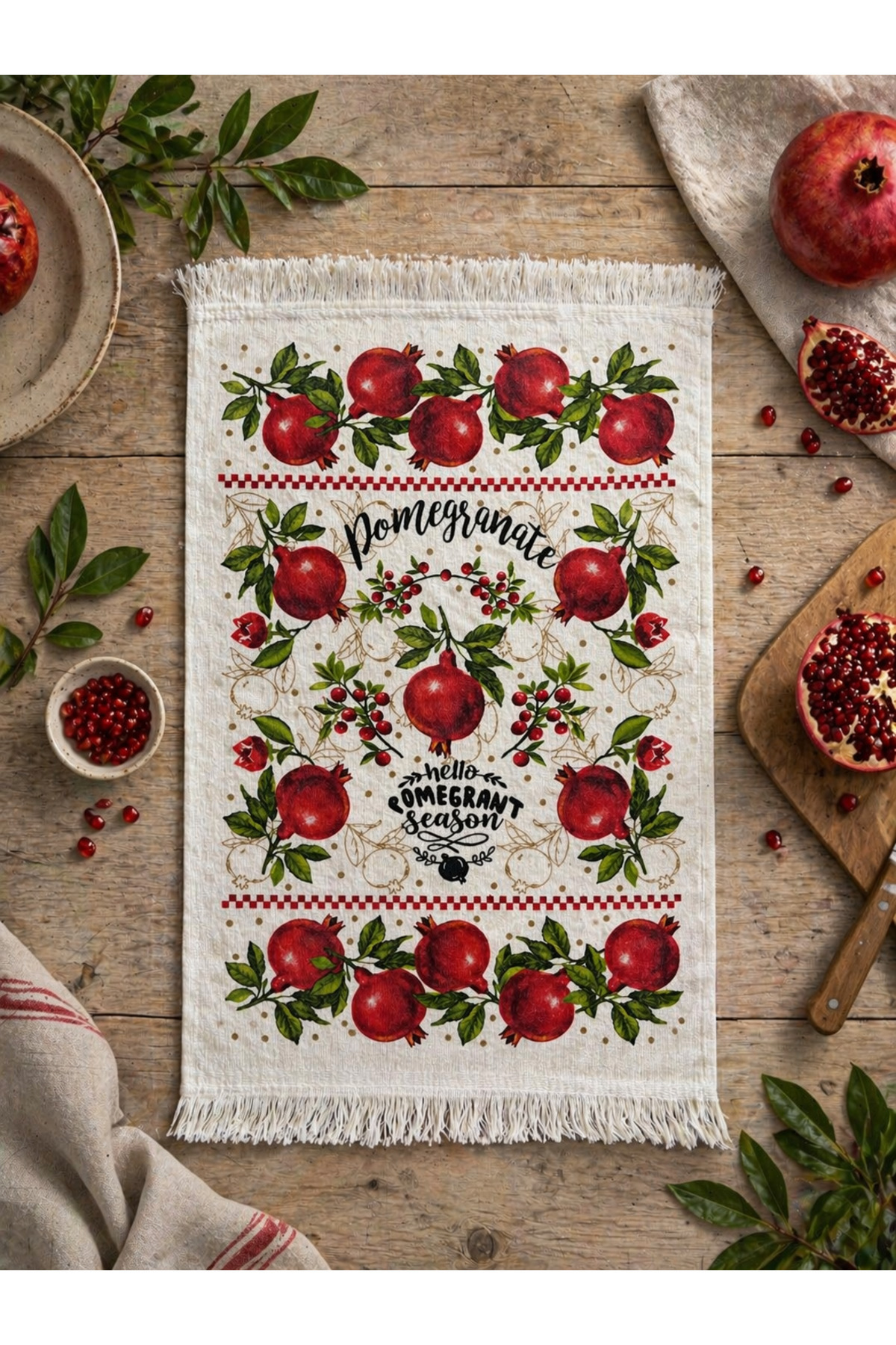 100% Cotton Fringed Digital Print Hand & Face Towel 40x60 cm–Soft Texture,Highly Water Absorbent Kitchen Towel