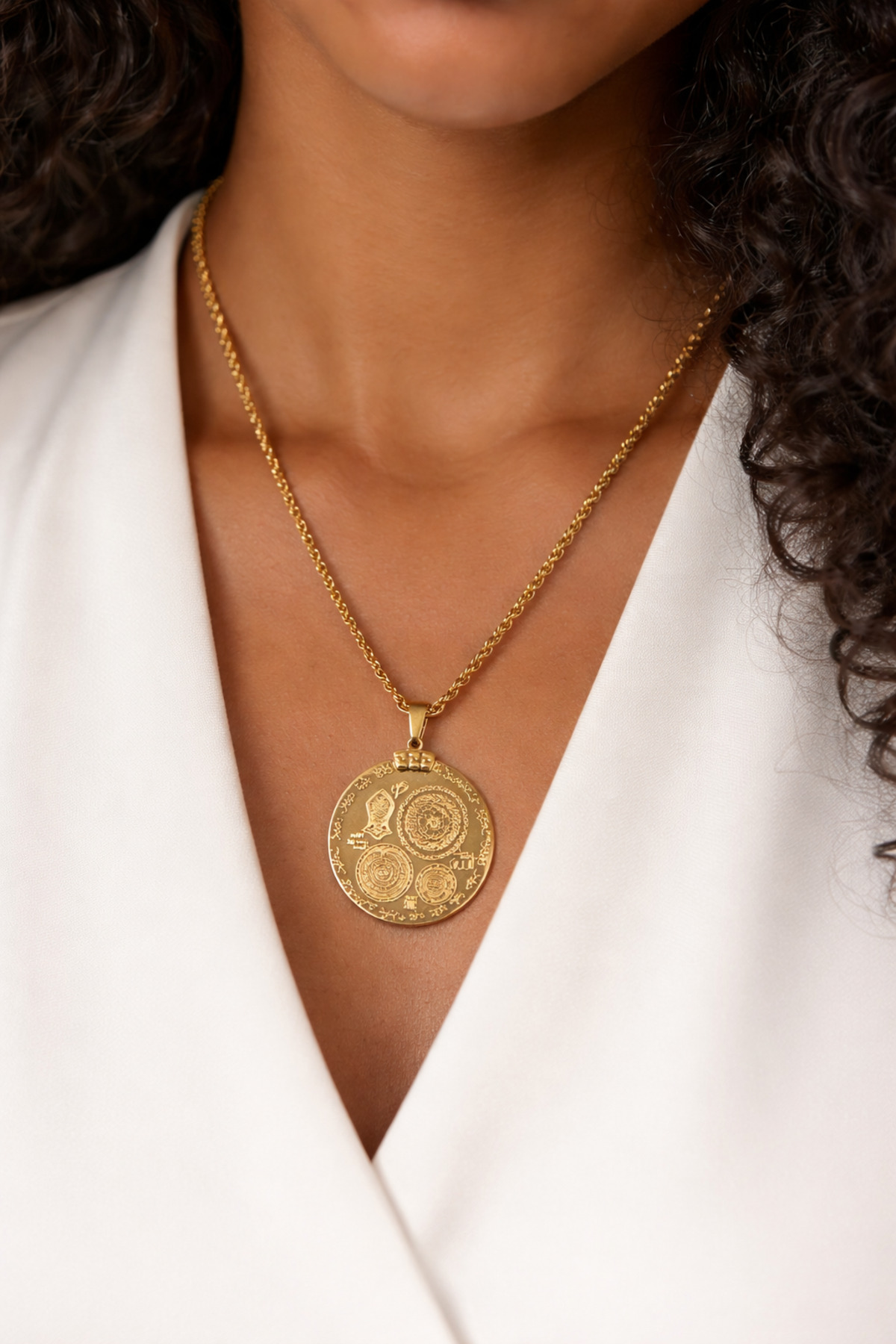 Gold Nazar Tılsımı Ayet Kolye Paslanmaz Çelik