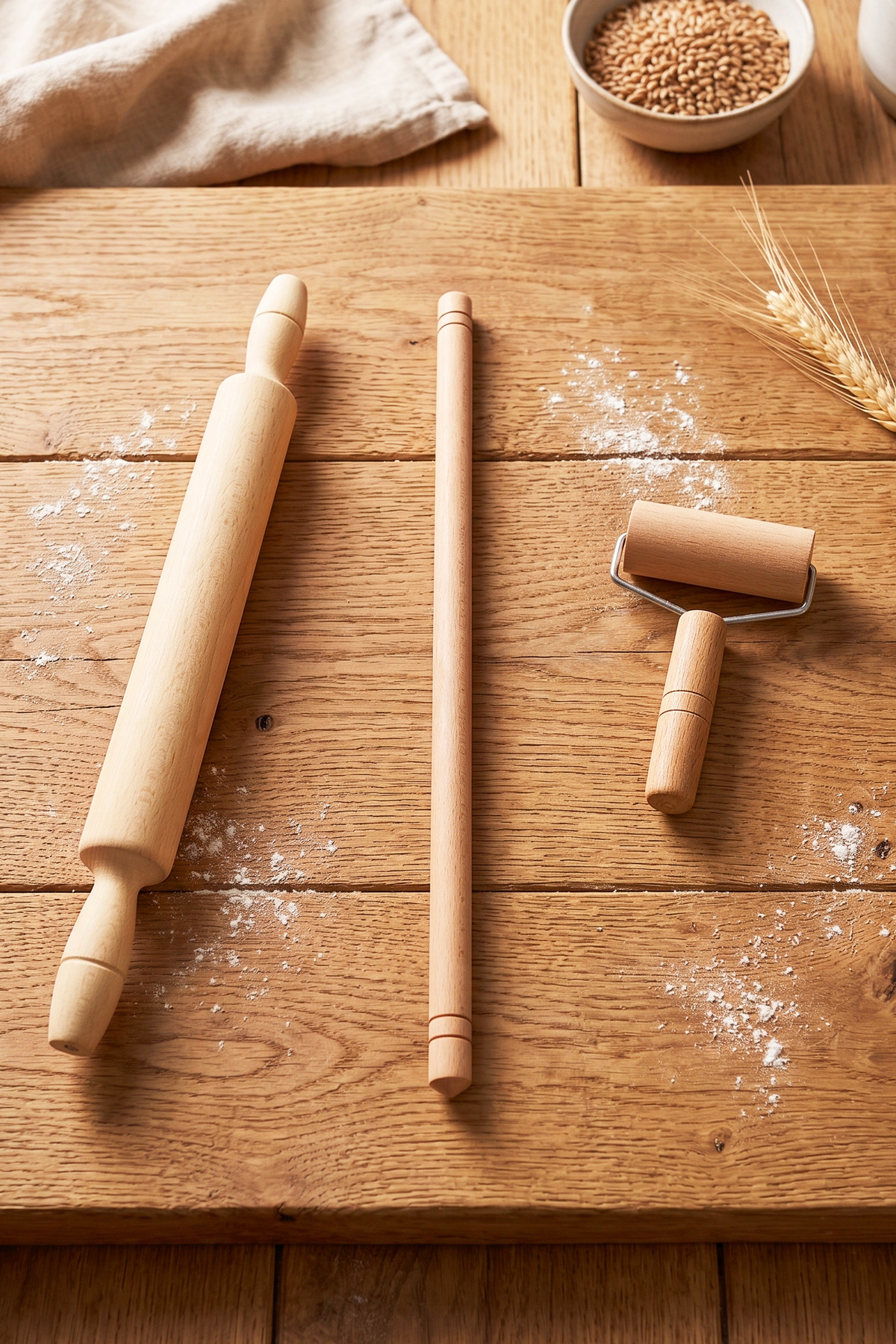 Wooden 3-Piece Rolling Pin Roller Set Traditional Dough Opener Roller Set