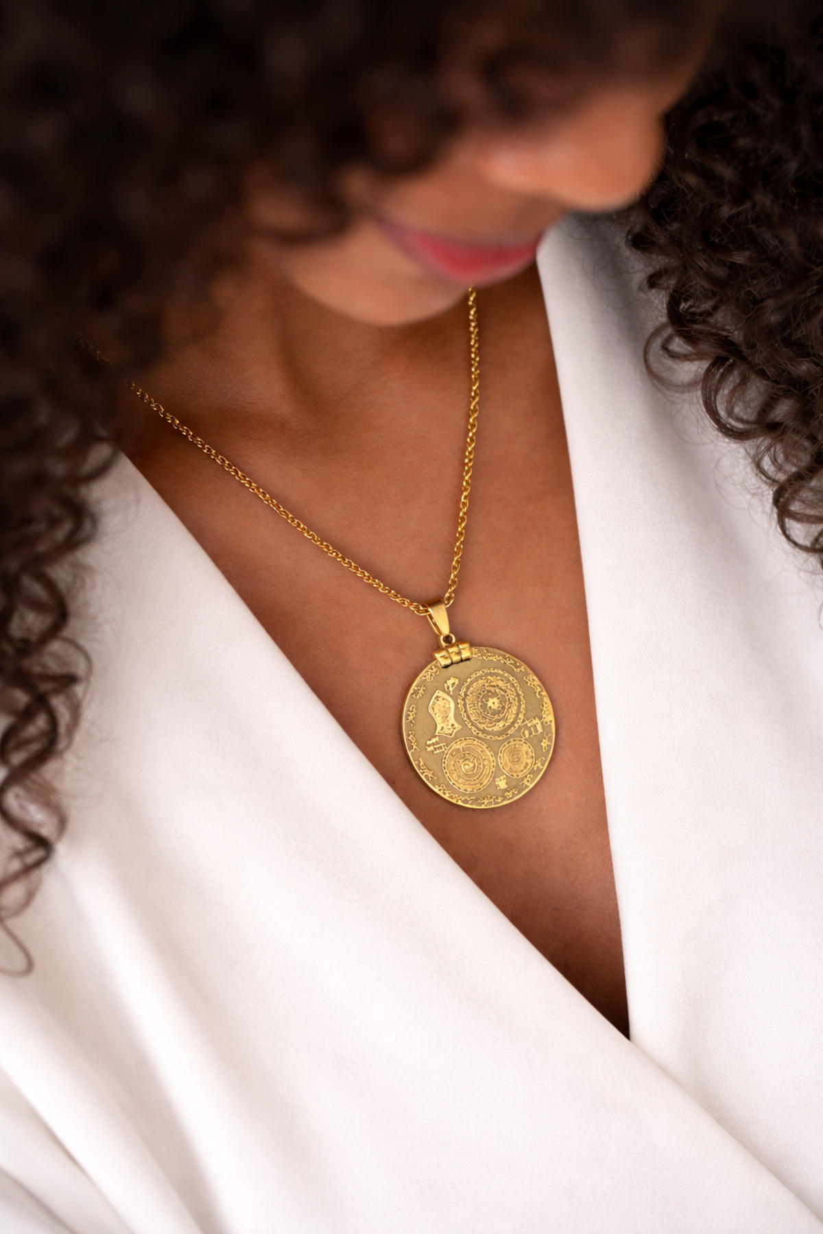 Gold Nazar Tılsımı Ayet Kolye Paslanmaz Çelik görsel 3